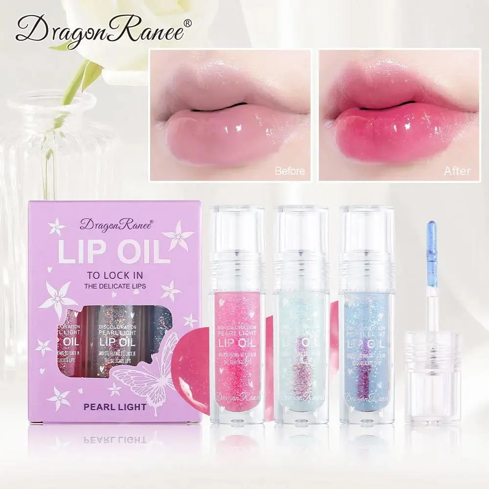Icy Temperature Changing Lip Oil 3 Piece Set Sheer Pearlescent Shimmer Gloss Moisturizing Lip Stain For Women