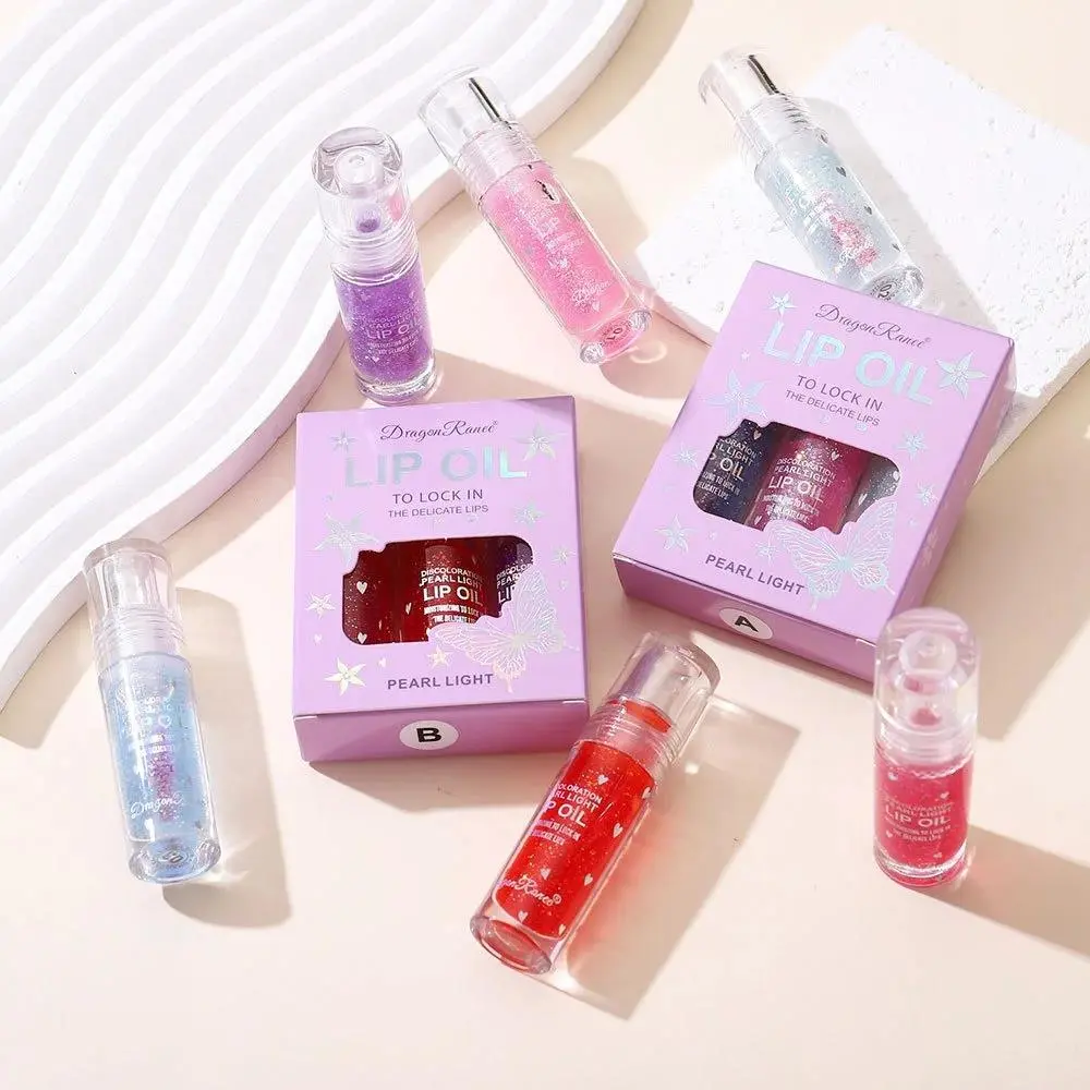 Icy Temperature Changing Lip Oil 3 Piece Set Sheer Pearlescent Shimmer Gloss Moisturizing Lip Stain For Women