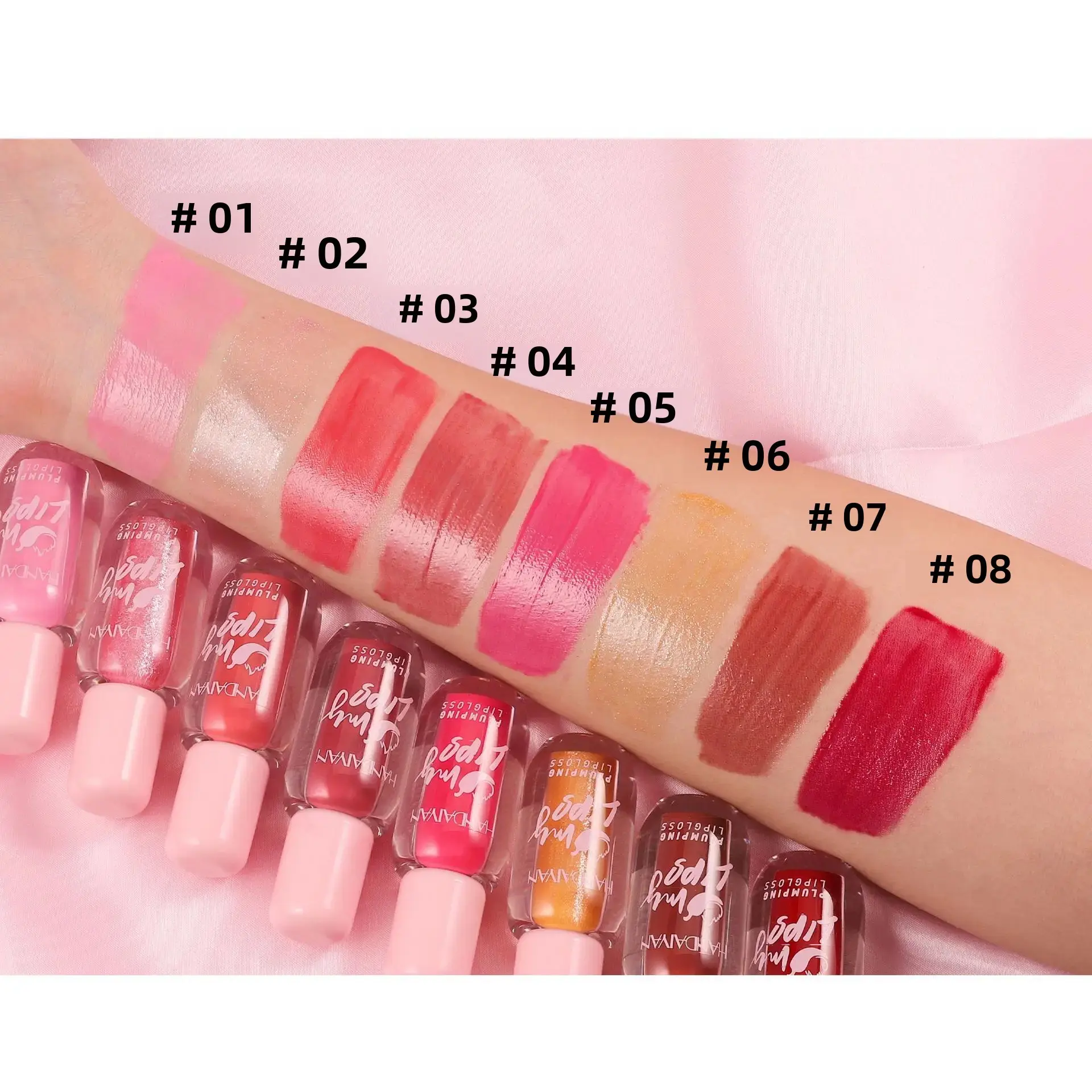Pearlescent Liquid Lip Gloss 8 Shades Mirror Finish Long Lasting Plumper Waterproof Moisturizing Non Sticky