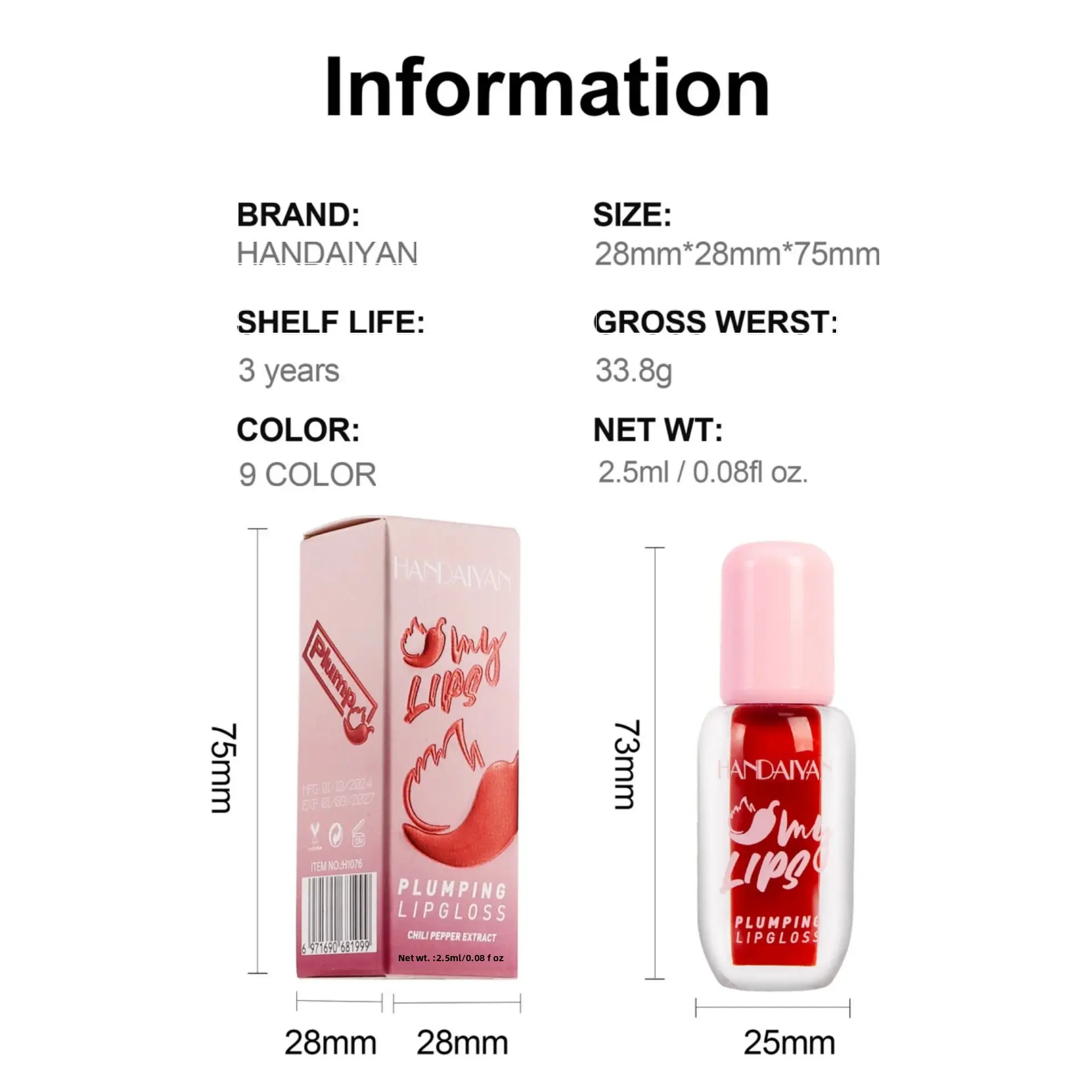 Pearlescent Liquid Lip Gloss 8 Shades Mirror Finish Long Lasting Plumper Waterproof Moisturizing Non Sticky