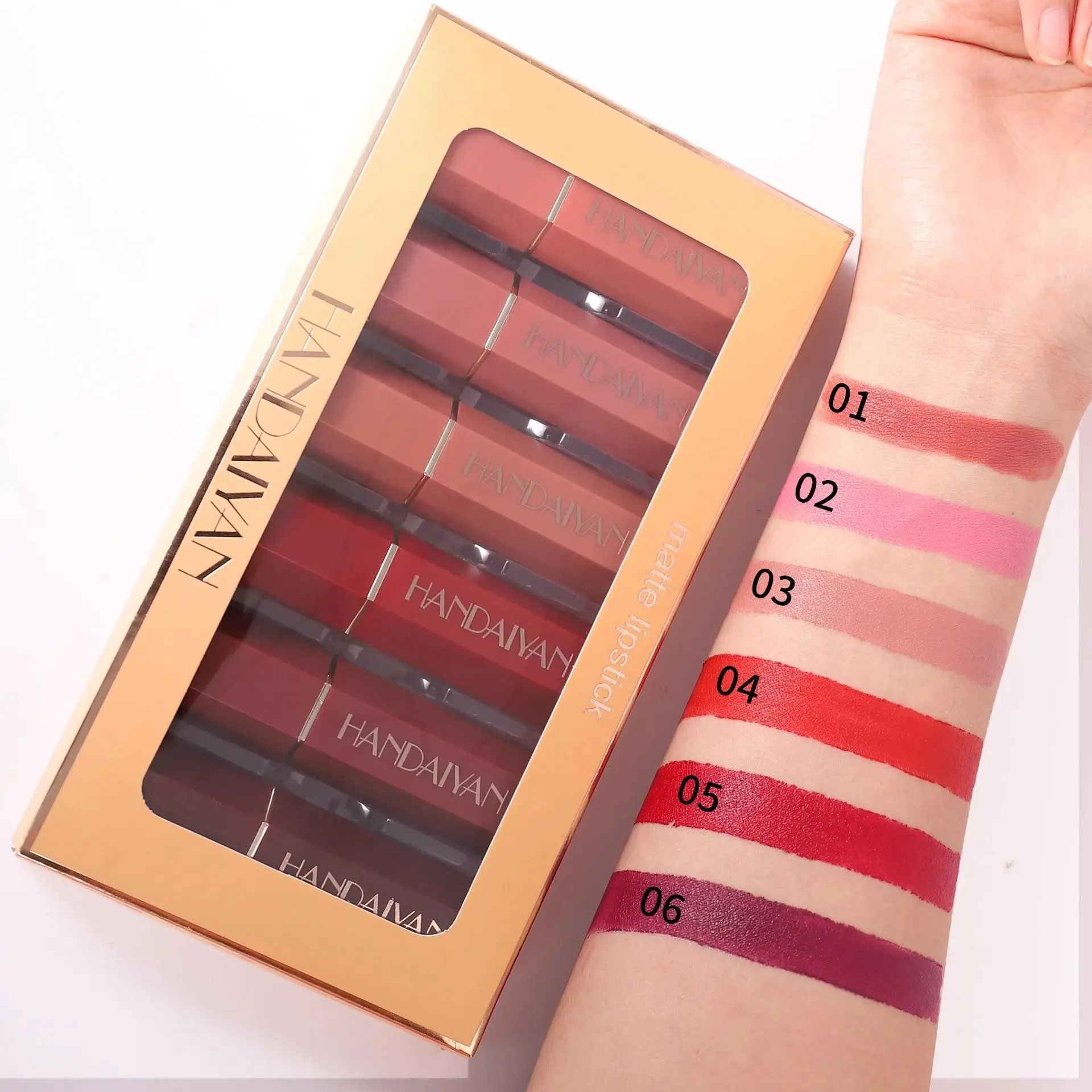 6 Pcs Matte Velvet Nude Lipstick Set Waterproof Long Lasting Red Brown Pigments Makeup For Sexy Lips Professional