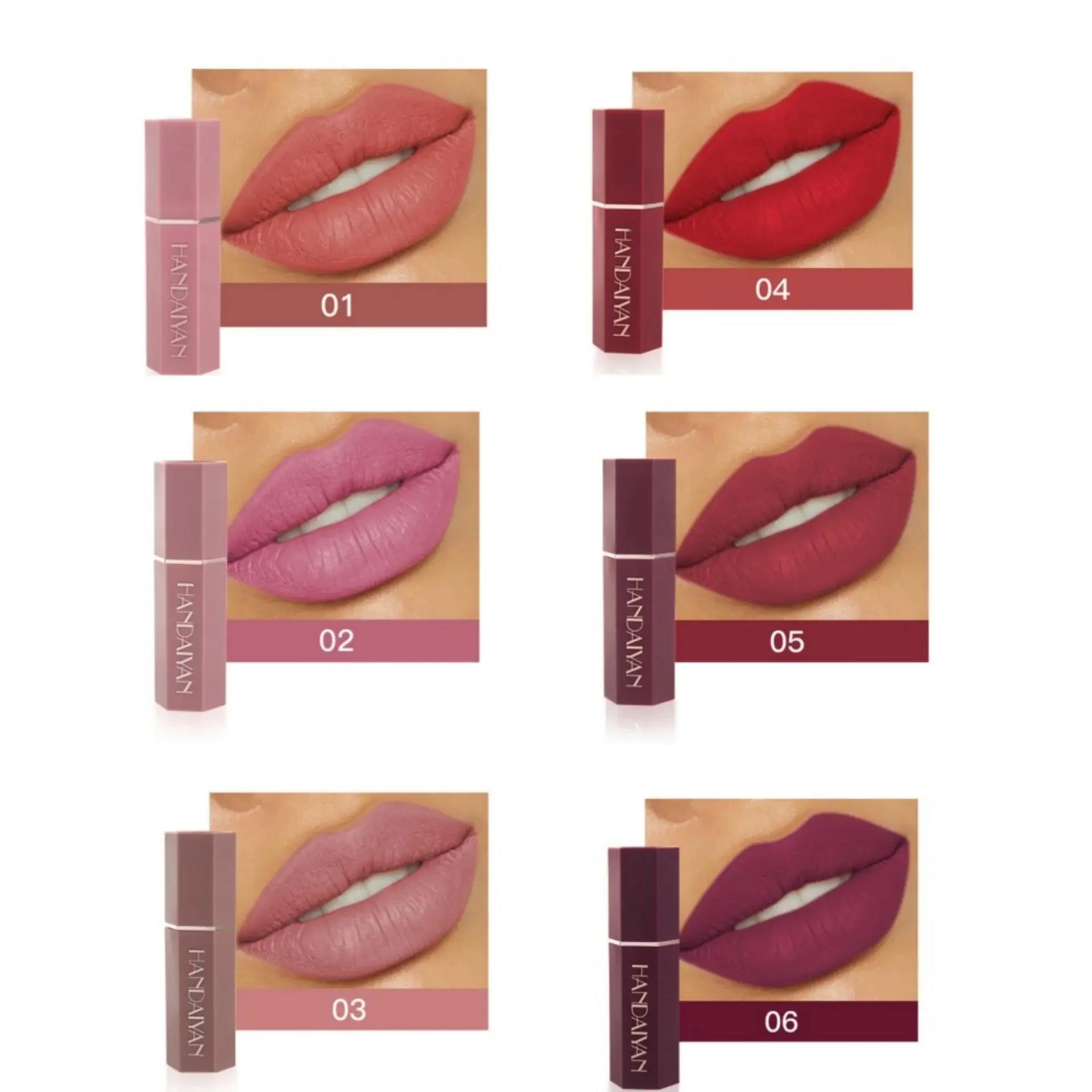 6 Pcs Matte Velvet Nude Lipstick Set Waterproof Long Lasting Red Brown Pigments Makeup For Sexy Lips Professional