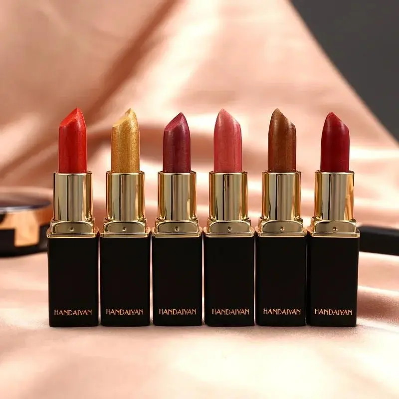 Pearl Changing Metallic Lipstick 9 Colors Long Lasting Shiny Warm Gold Plated Mermaid Maggie Women Lipstick