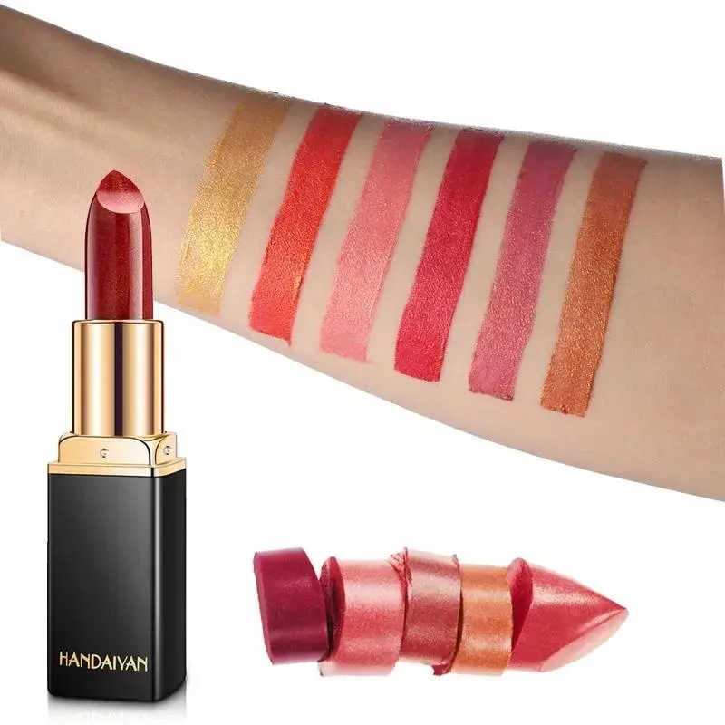 Pearl Changing Metallic Lipstick 9 Colors Long Lasting Shiny Warm Gold Plated Mermaid Maggie Women Lipstick