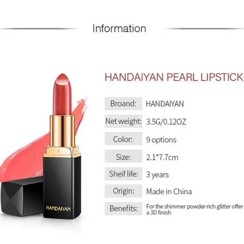 Pearl Changing Metallic Lipstick 9 Colors Long Lasting Shiny Warm Gold Plated Mermaid Maggie Women Lipstick