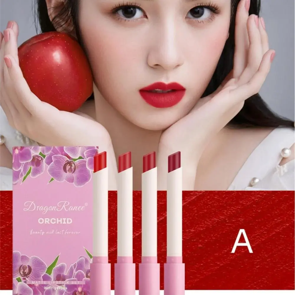 4PCS Velvet Matte Lipstick Set Long Lasting Waterproof Non Stick Lip Makeup Creative Cigarette Design Sexy Beauty