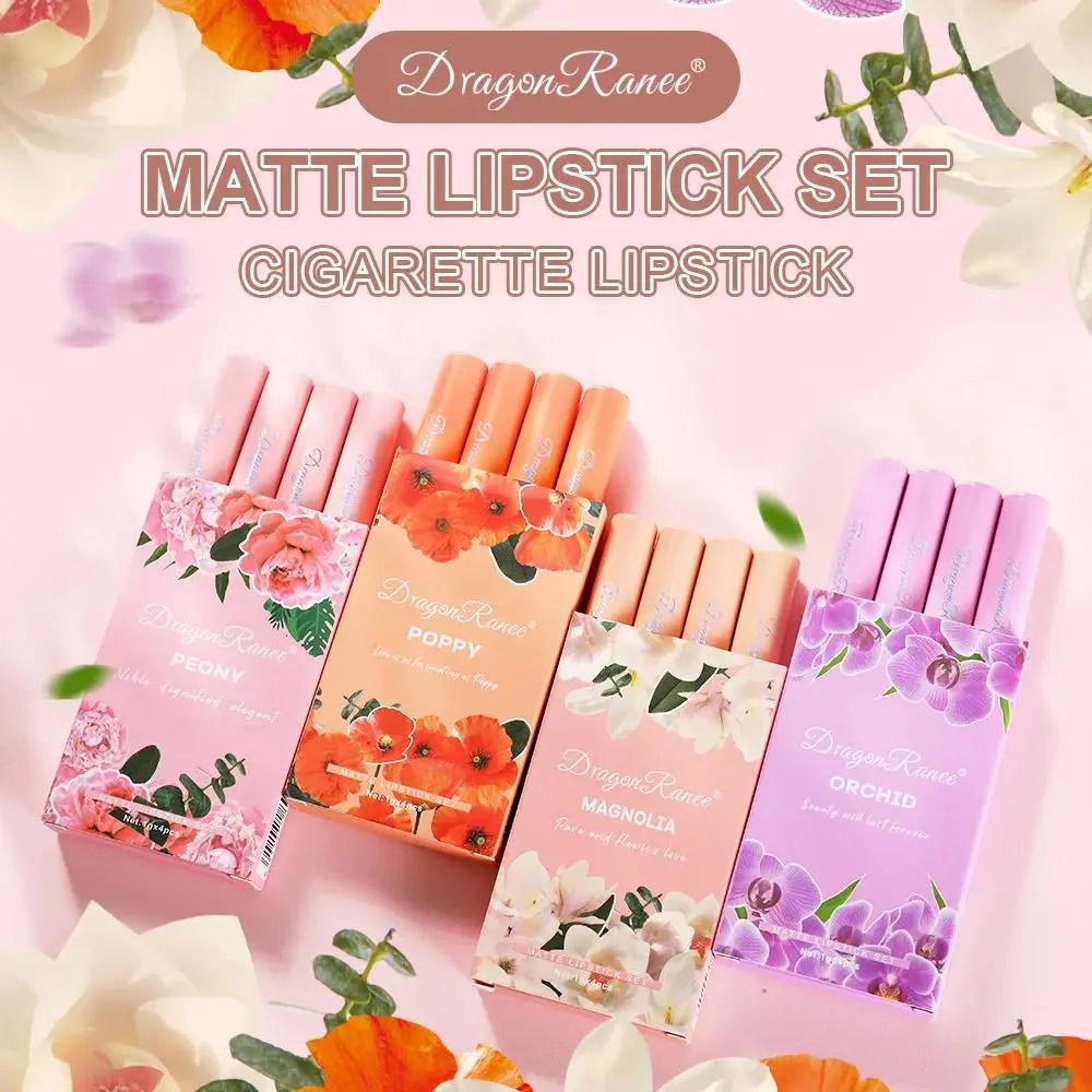 4PCS Velvet Matte Lipstick Set Long Lasting Waterproof Non Stick Lip Makeup Creative Cigarette Design Sexy Beauty