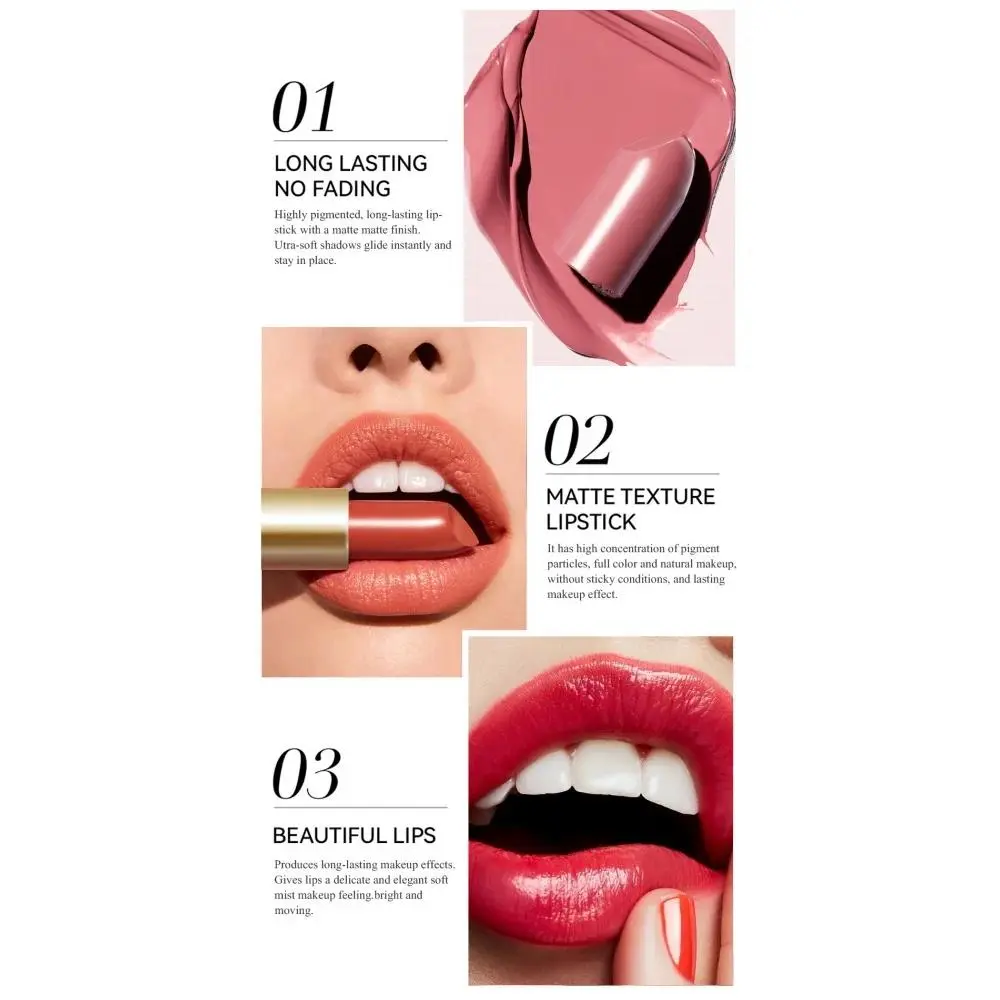 6 Colors Gold Bar Lipstick Diamond Pearlescent Glitter High Shine Non Sticky Long Lasting Pink Lips Makeup