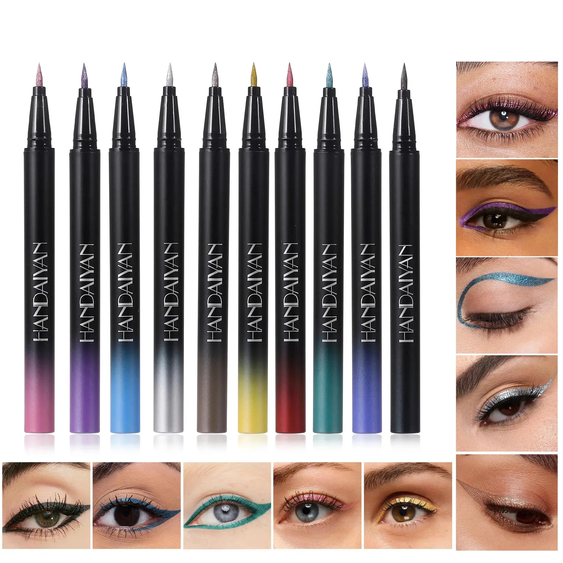 Metallic Shimmer Liquid Eyeliner Waterproof Smudge Proof Vibrant Glitter Pink Blue Purple Long Wear Eye Makeup Pencil