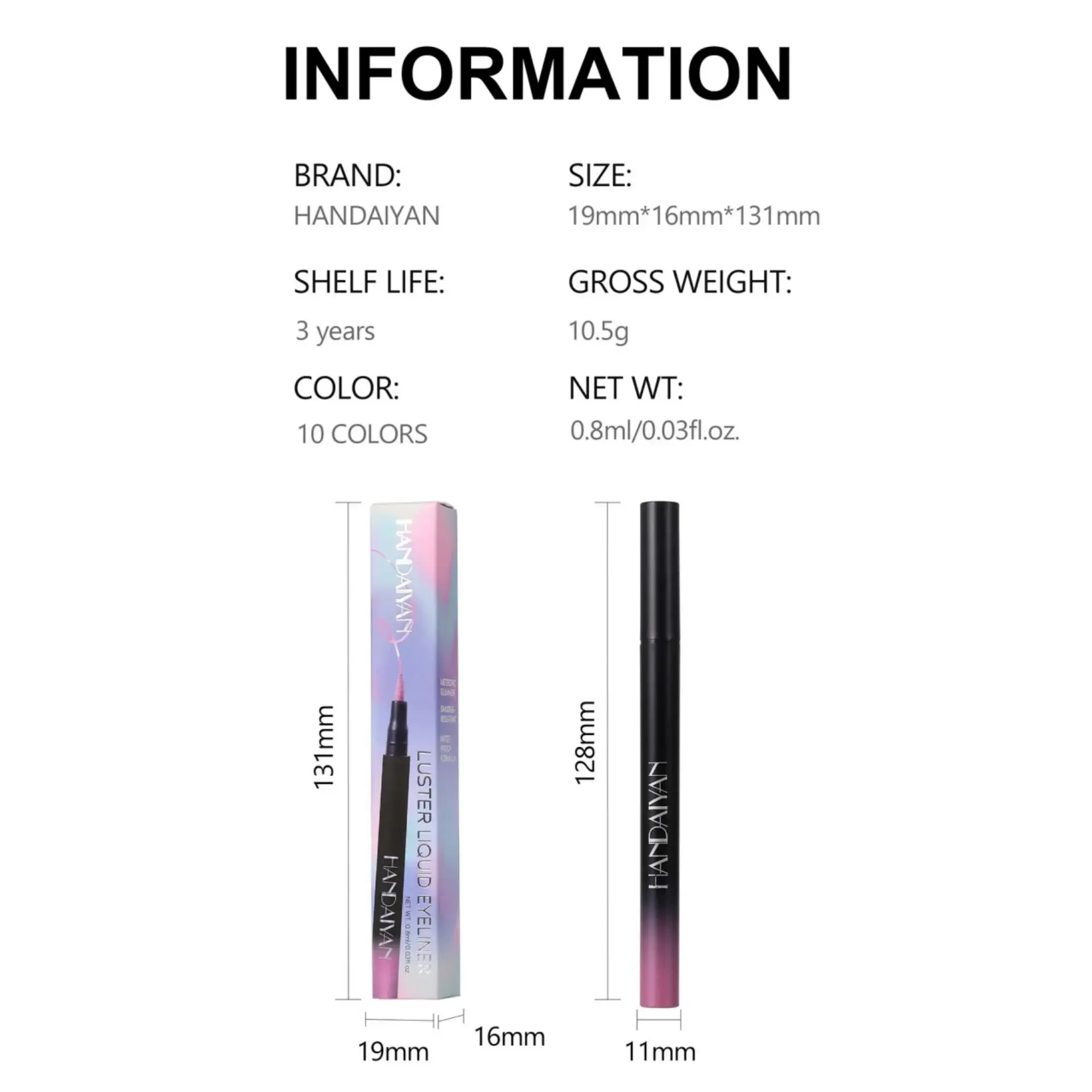 Metallic Shimmer Liquid Eyeliner Waterproof Smudge Proof Vibrant Glitter Pink Blue Purple Long Wear Eye Makeup Pencil
