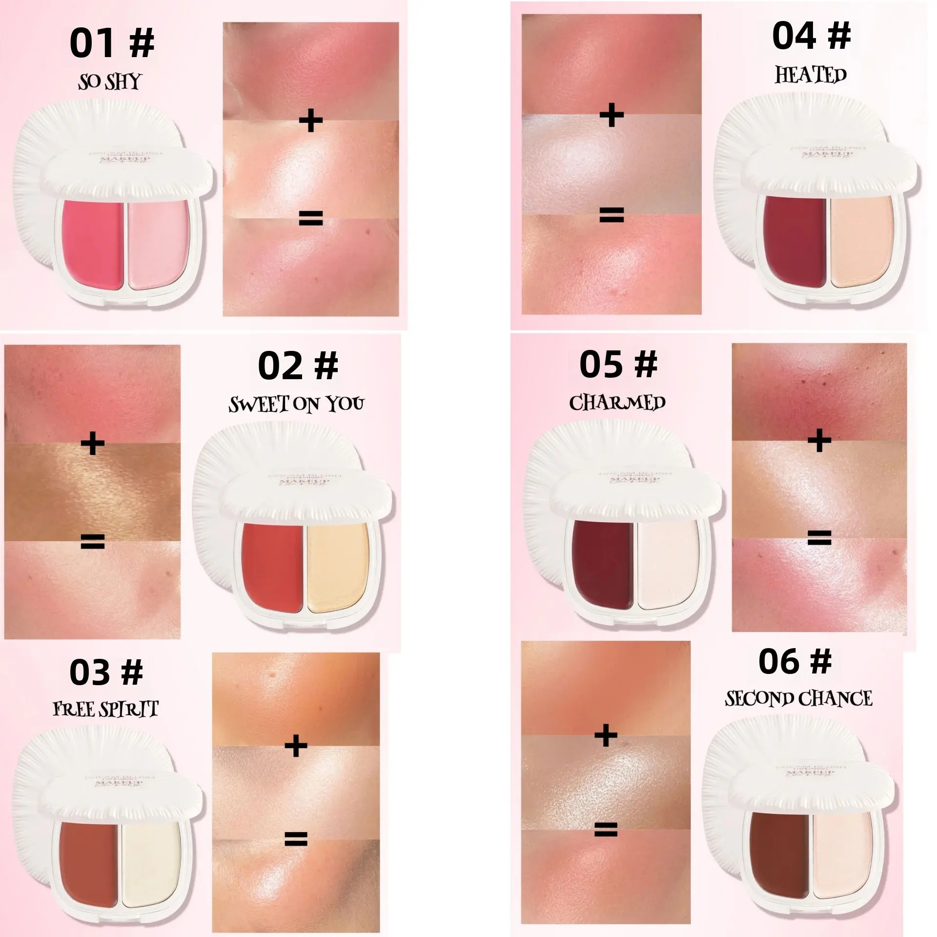 2 In 1 Dream Blush Highlighter Palette Natural Glow Face Contour Long Lasting Luminous Finish Healthy Radiance Duo