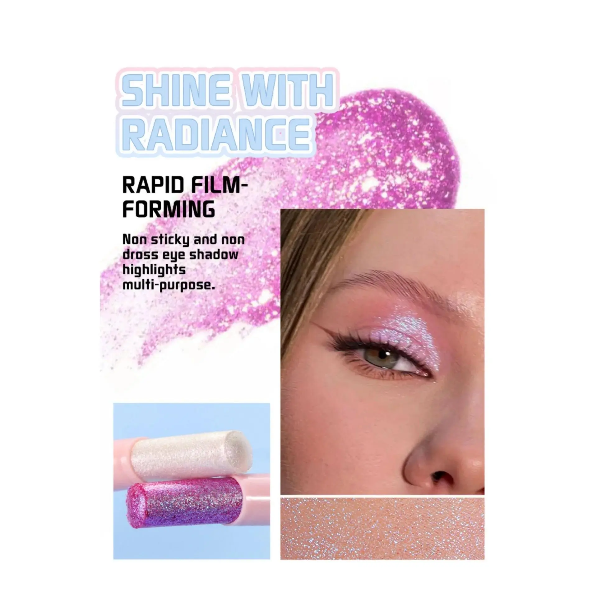 Sparkling Gold Glitter Eyeshadow Stick Hydrating Jelly Shimmer Highlighter Makeup Pearly Diamond Brightening Shiny Long Lasting
