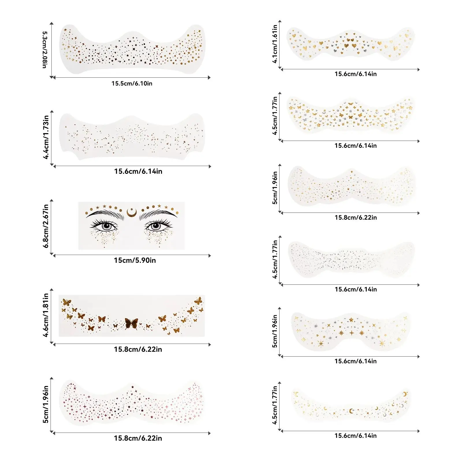 Metallic Freckle Tattoo Stickers Gold Silver Temporary Body Art Face Makeup Fake Freckles Beauty Cosmetic 5PCS
