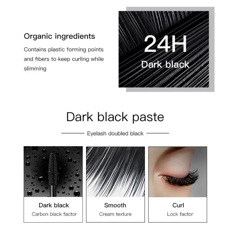 Natural Looking Waterproof Mascara Women Anti Sweat Smudge Proof Silk Fiber Lashes Extension Lengthen Volumize