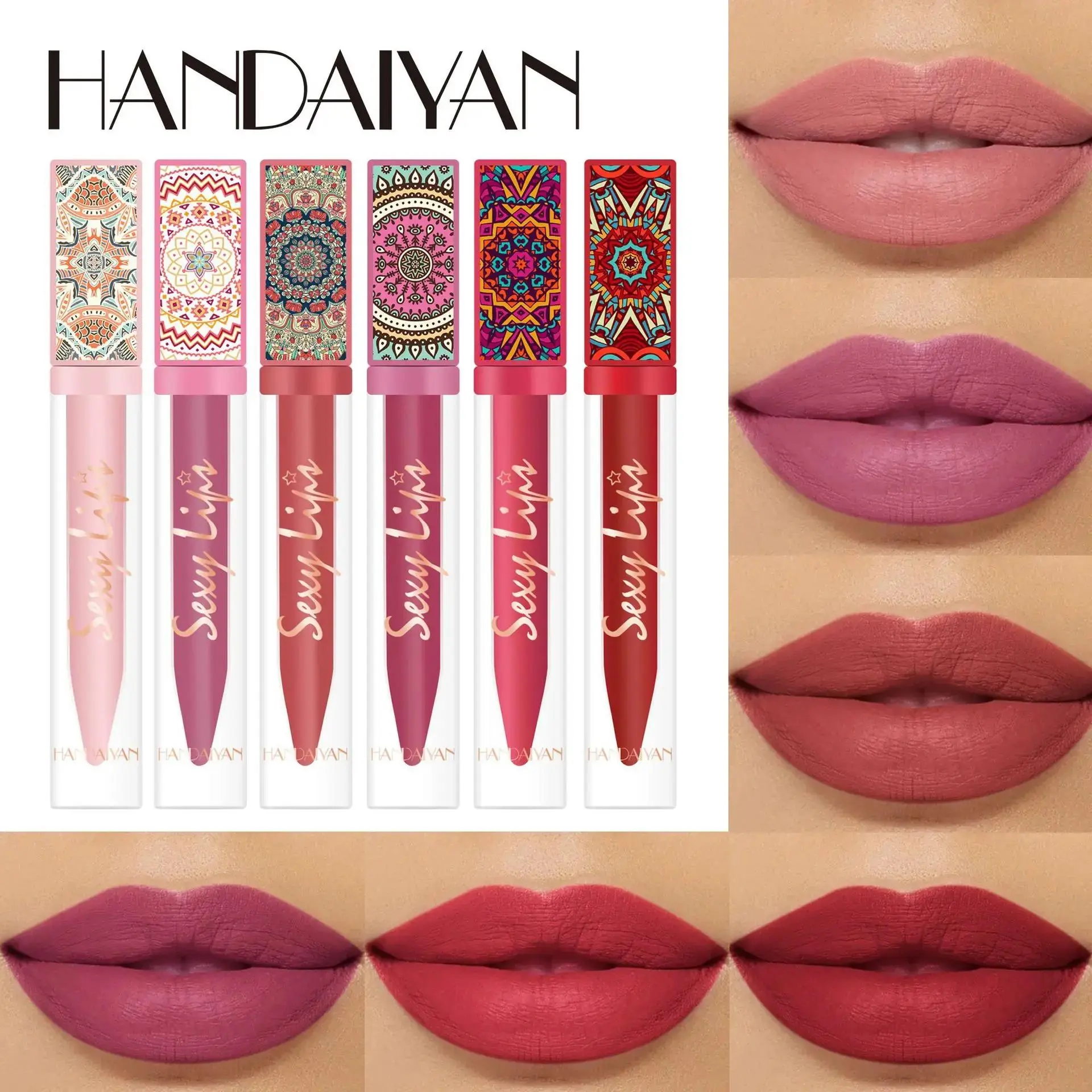 Bohemian Earth Tone Liquid Lipstick 6 Colors Matte Waterproof Long Lasting Velvet Clay Texture Non Stick Lip Makeup