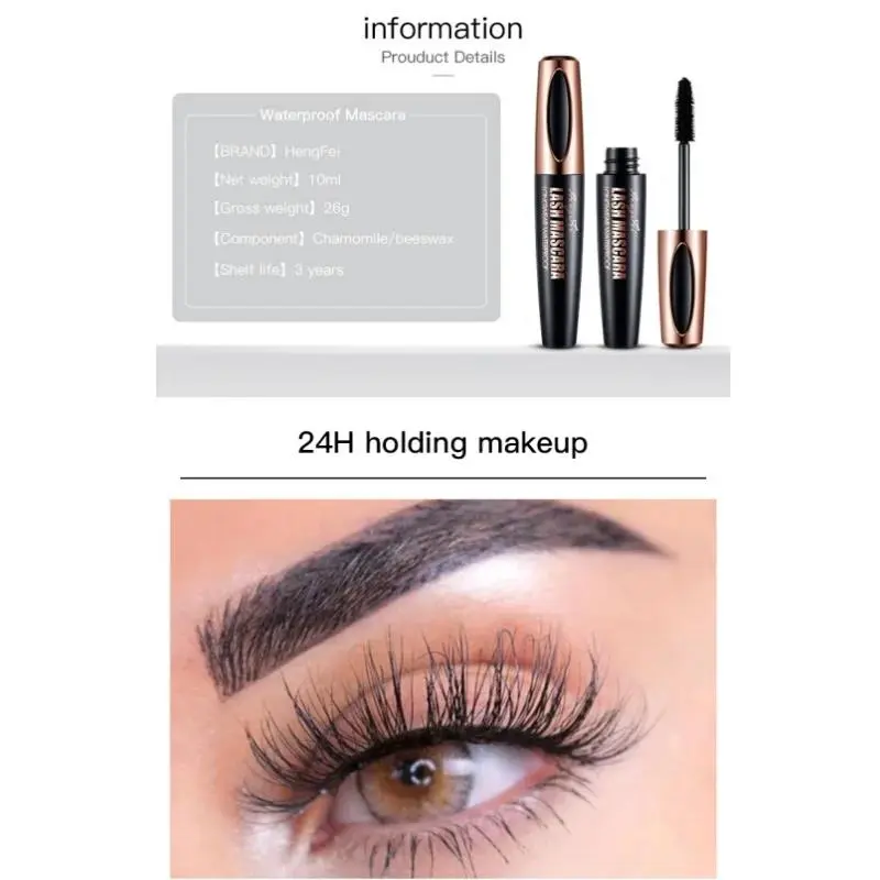 Natural Looking Waterproof Mascara Women Anti Sweat Smudge Proof Silk Fiber Lashes Extension Lengthen Volumize