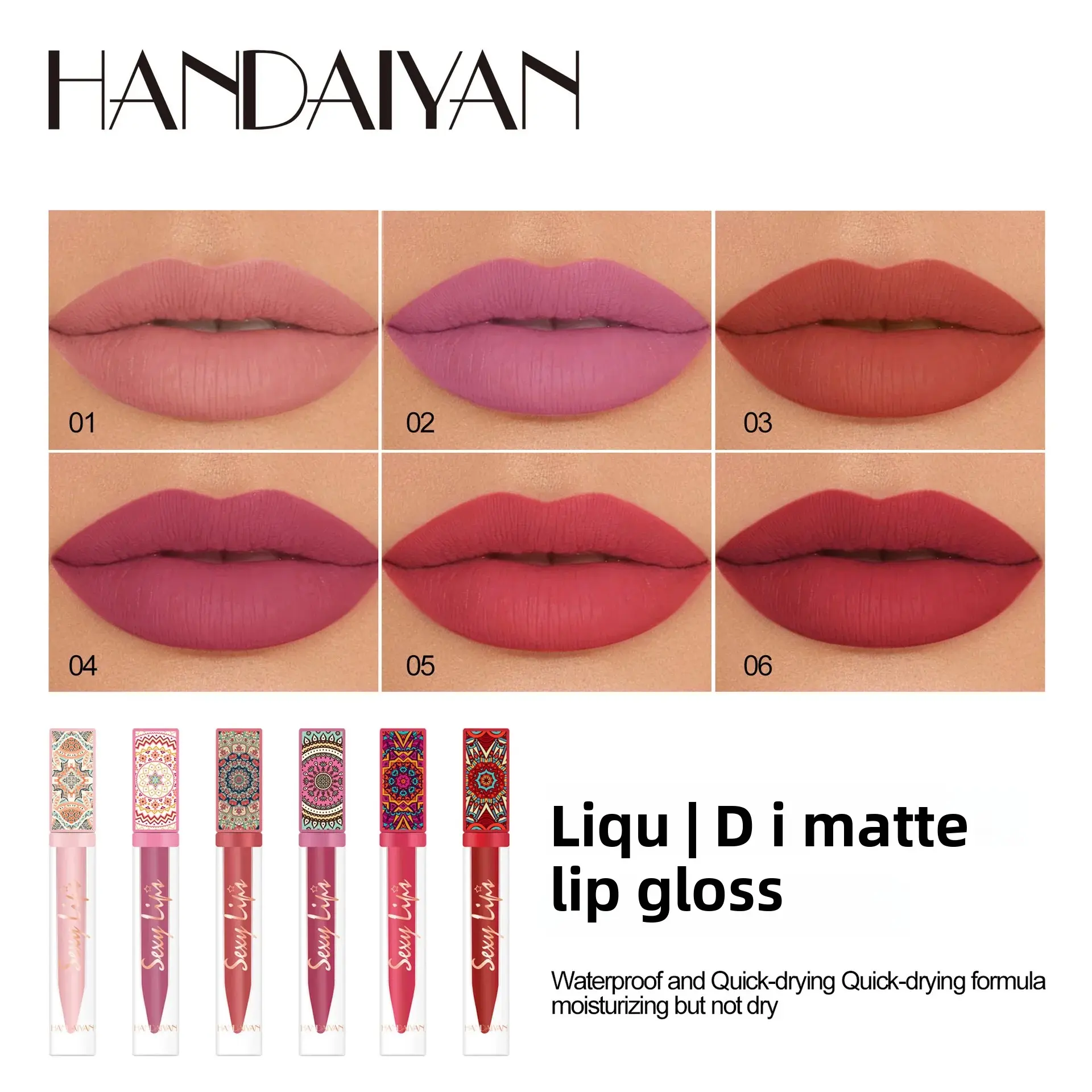 Bohemian Earth Tone Liquid Lipstick 6 Colors Matte Waterproof Long Lasting Velvet Clay Texture Non Stick Lip Makeup