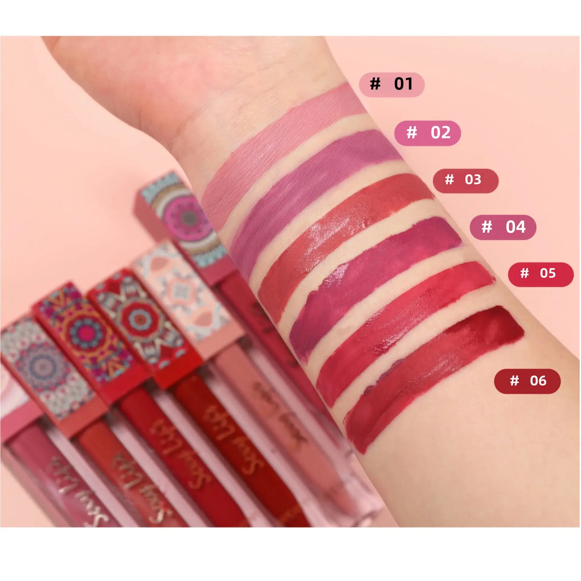 Bohemian Earth Tone Liquid Lipstick 6 Colors Matte Waterproof Long Lasting Velvet Clay Texture Non Stick Lip Makeup