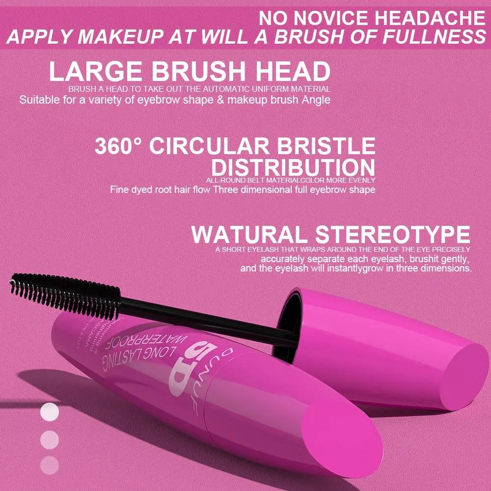 24H Wear Volumizing Mascara 5D Waterproof Lengthening Eyelash Cream For Thicker Fuller Lashes No Clumping