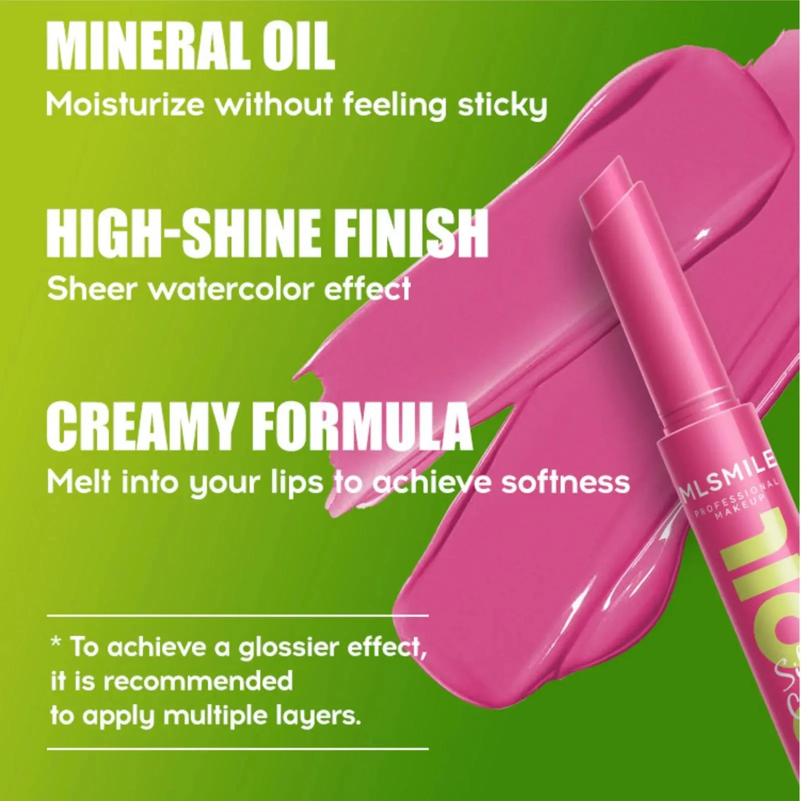 MLSMILE 3pcs Long Lasting Lipstick Set Moisturizing Cream Tint Pearl Mirror Lip Gloss Easy Color Pressed Solid Lipstick