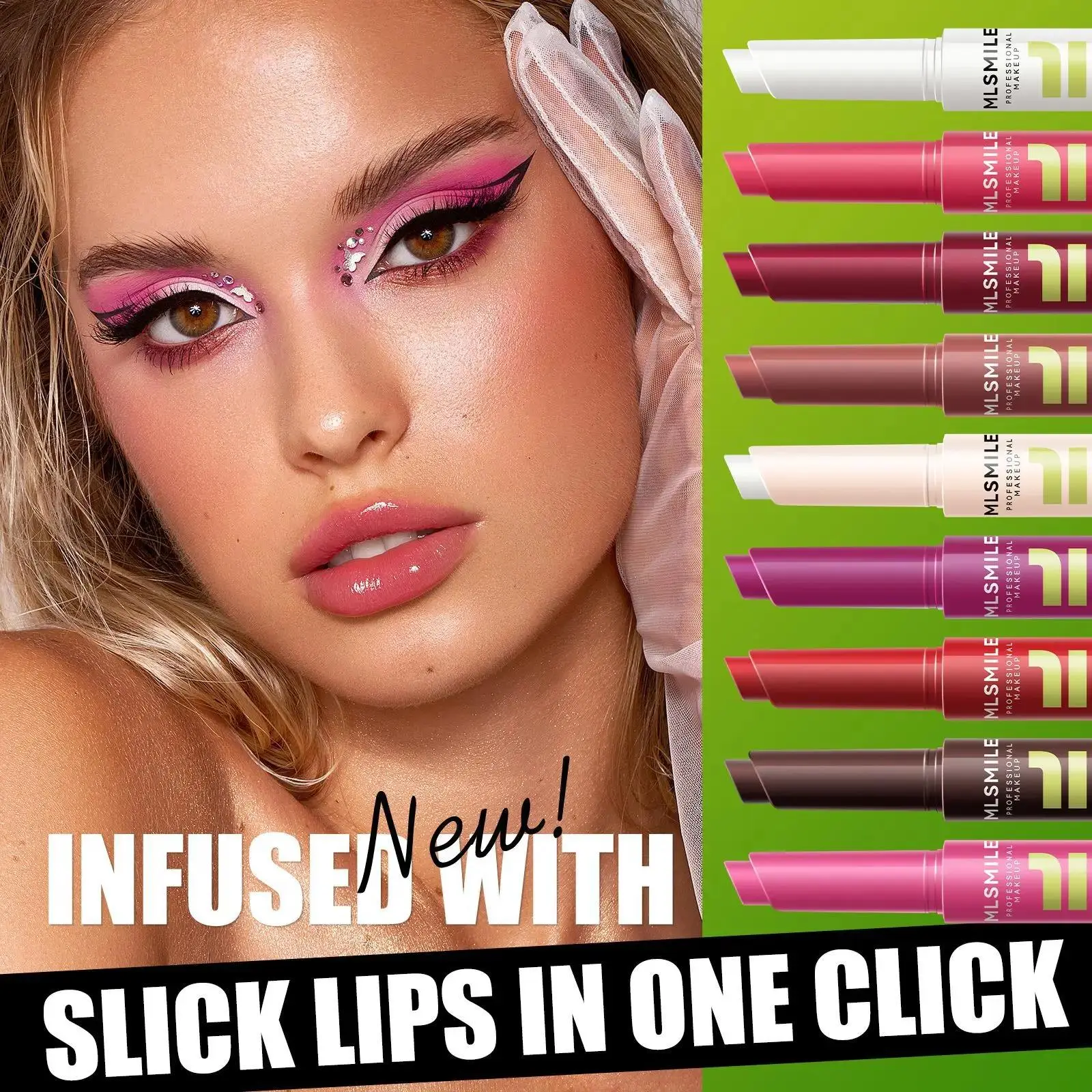 MLSMILE 3pcs Long Lasting Lipstick Set Moisturizing Cream Tint Pearl Mirror Lip Gloss Easy Color Pressed Solid Lipstick