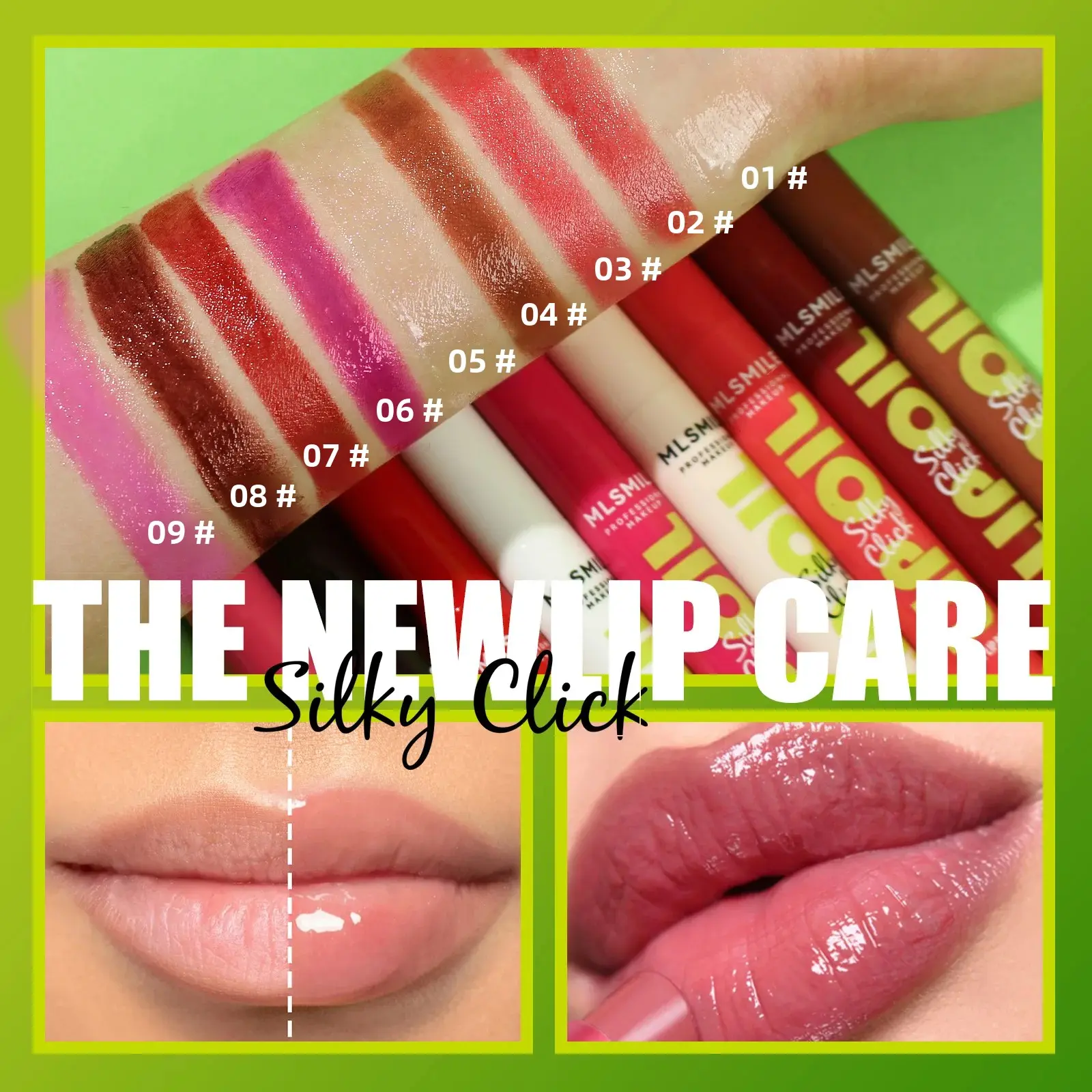 MLSMILE 3pcs Long Lasting Lipstick Set Moisturizing Cream Tint Pearl Mirror Lip Gloss Easy Color Pressed Solid Lipstick