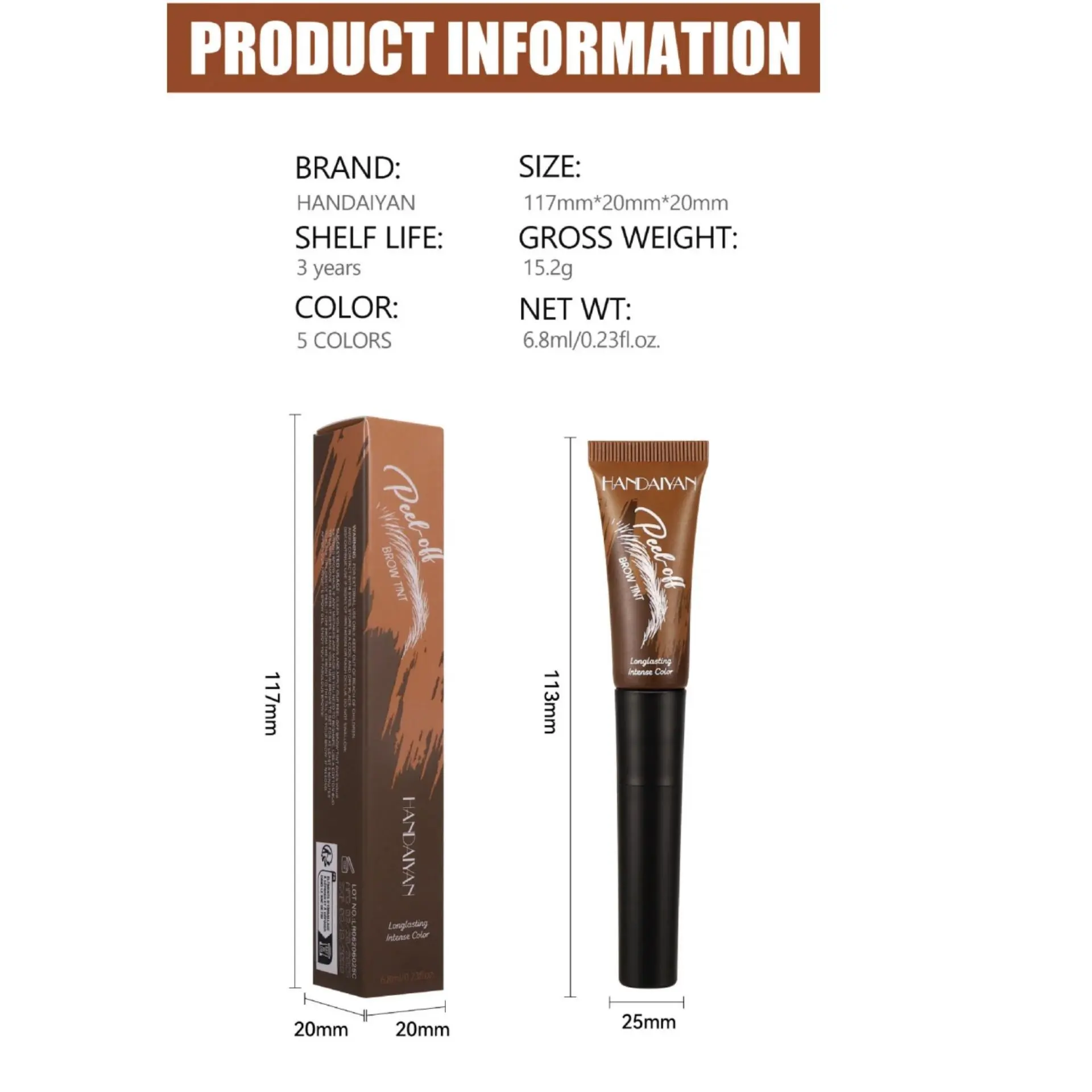 Peel Off Eyebrow Gel Cream Waterproof Long Lasting Brow Tattoo Enhancer Tint Quick Drying Eyebrow Dye Glue For Natural Look
