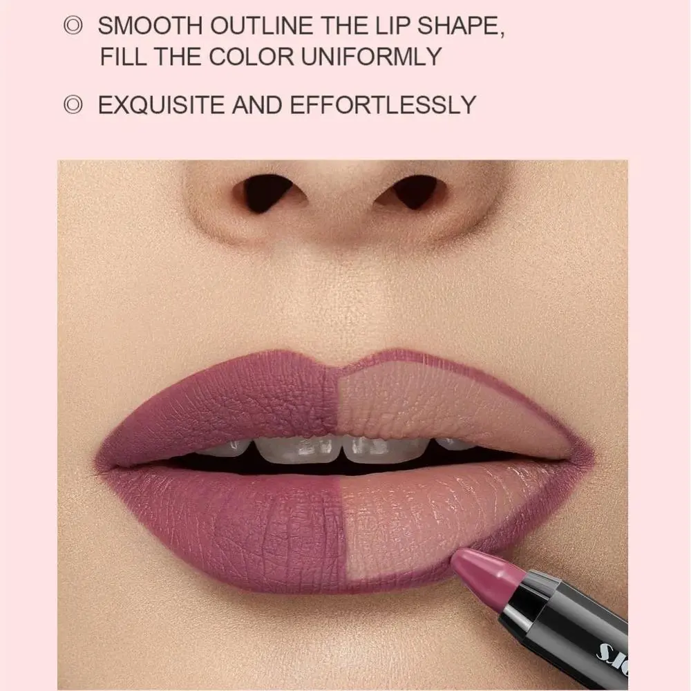 Waterproof Matte Lip Liner Pen Grey Pink Nude Non Stick Cup Long Lasting Contour Tint Crayon Lipstick Sexy Red Makeup Cosmetic