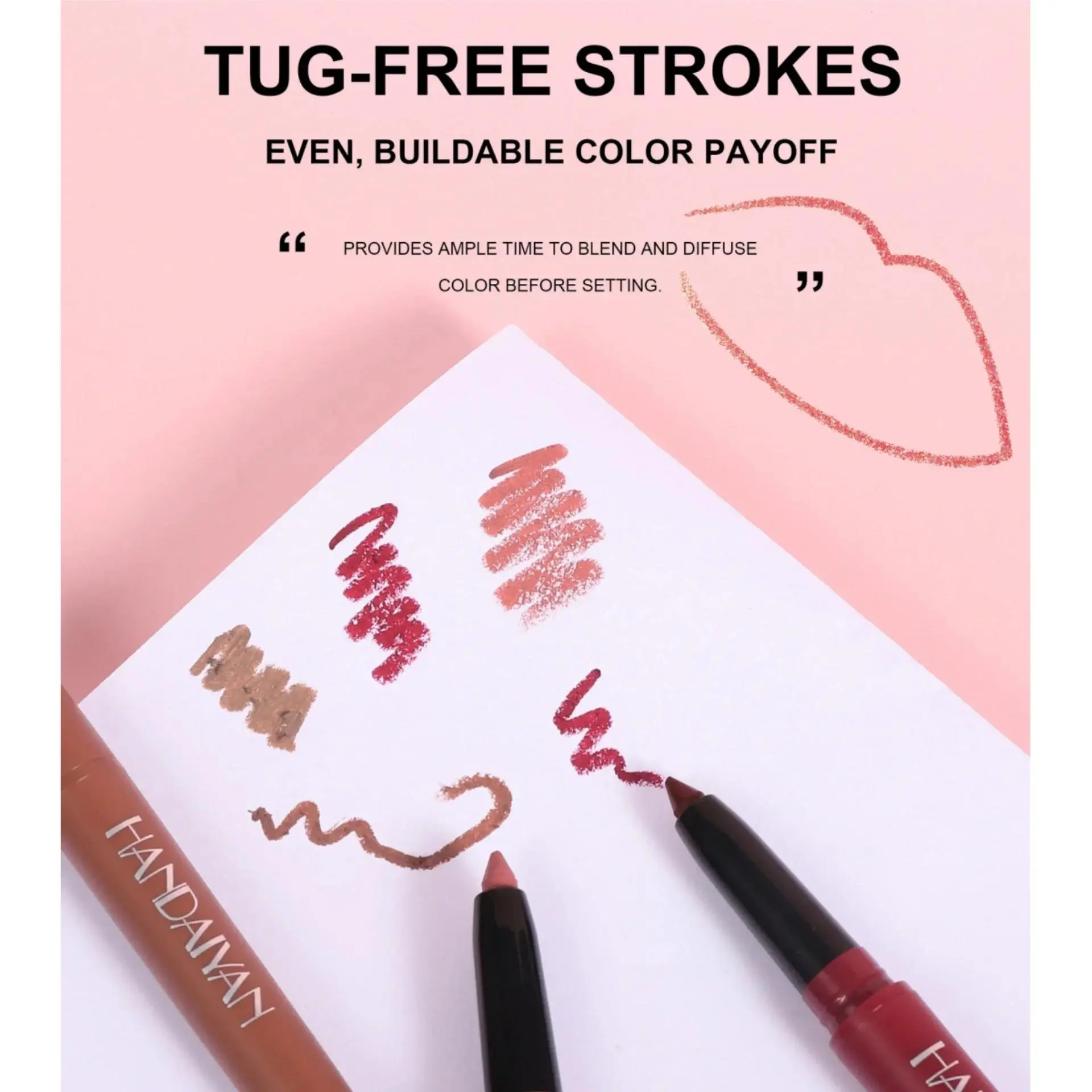 Long Wearing Matte Lipliner Set 6 Colors Creamy Texture Lip Defining Pencil Easy Glide Non Fading Makeup Must Have