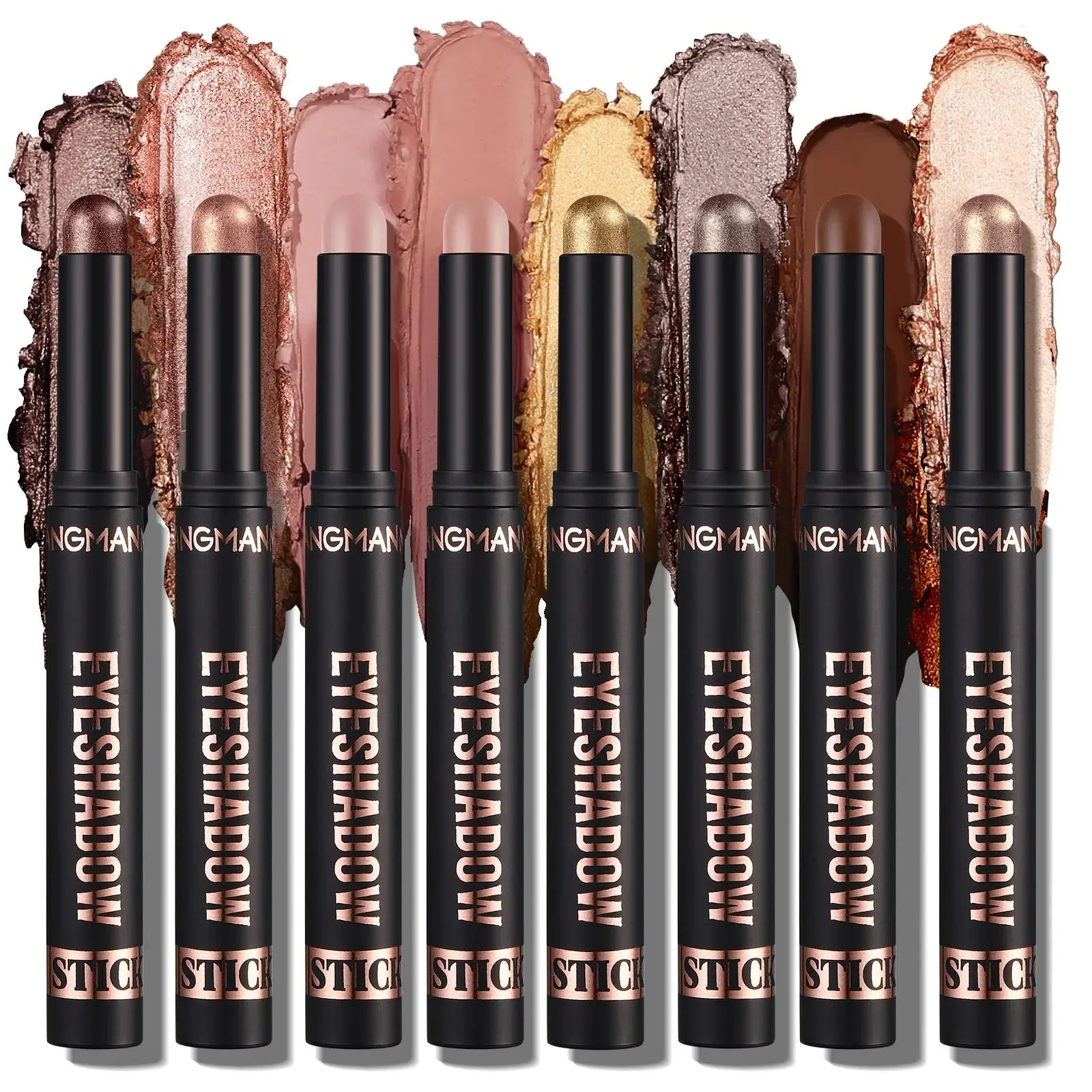 16 Vibrant Metallic Eyeshadow Sticks Waterproof Long Lasting Satin Finish Professional Makeup Pencil Set 8 Colors