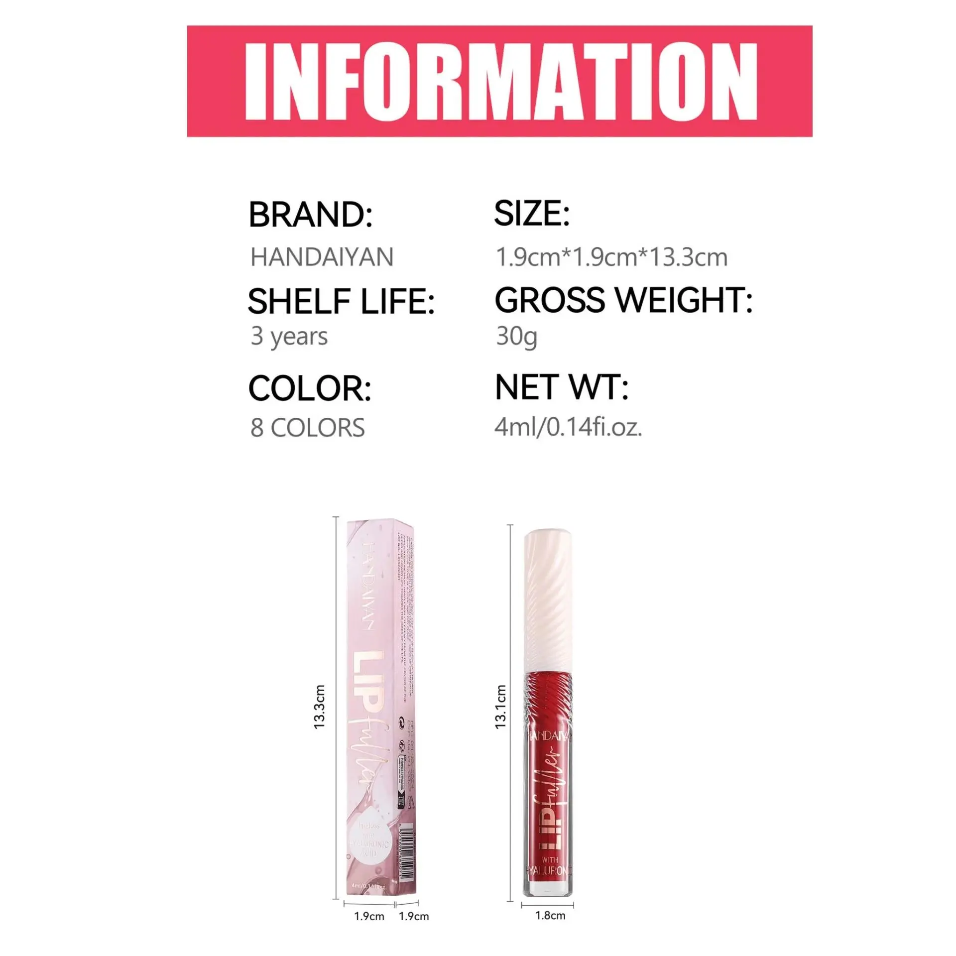 HANDAIYAN 8 Color Mirror Lip Gloss with Hyaluronic Acid Hydrating Moisturizing Pearl Infused Glossy Lipstick for Plump Lips