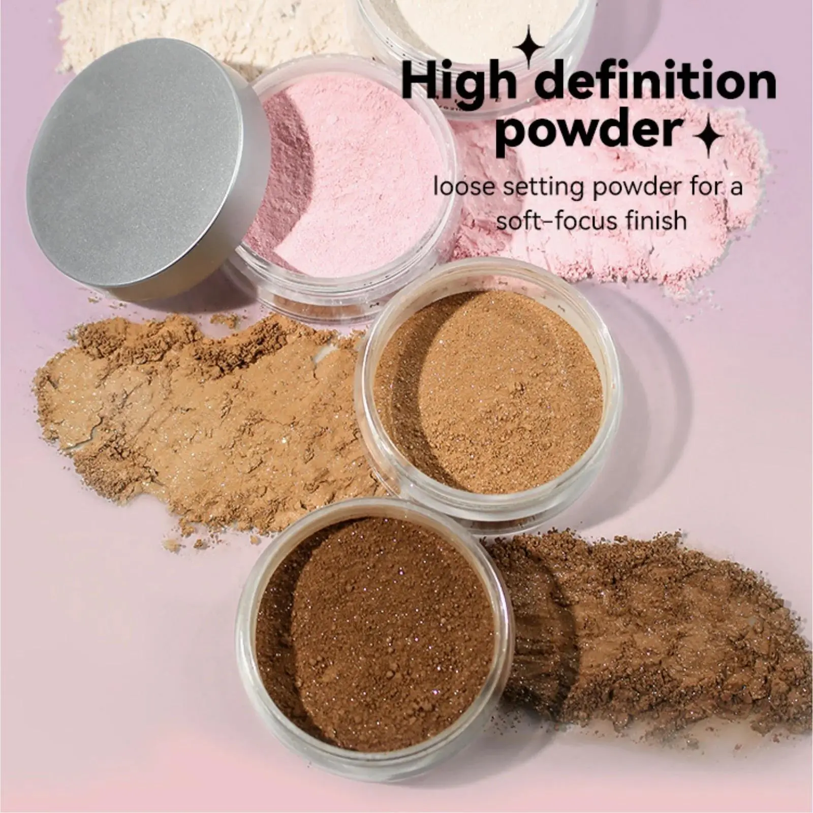 Natural Matte Loose Powder 4 Color Shimmer Oil Control Long Lasting Face Makeup Setting Powder Pink Glitter Cosmetic