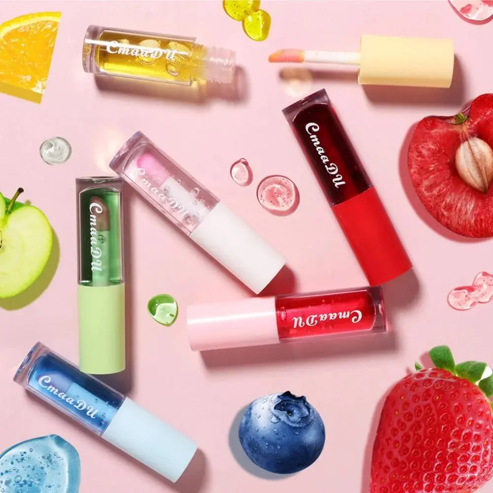 6pcs Fruit Flavor Lip Gloss Set Moisturizing Color Changing Lip Oil Nourishes Repair Lip Skin Glaze Makeup Kit﻿