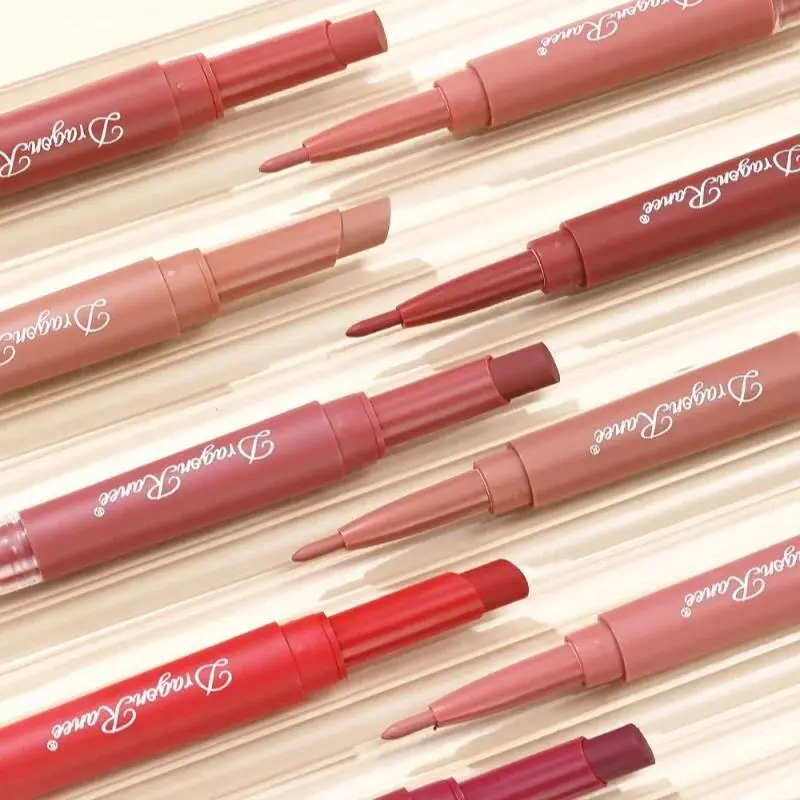 Double Head Matte Lip Liner Pencil 2 in 1 Long Lasting Waterproof Nude Red Lipstick Brighten Outline Makeup Stick