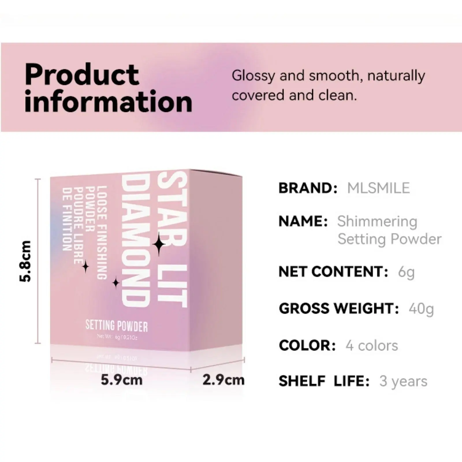 Natural Matte Loose Powder 4 Color Shimmer Oil Control Long Lasting Face Makeup Setting Powder Pink Glitter Cosmetic