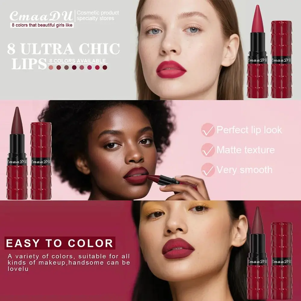 Velvet Matte Lipstick Pencil Waterproof Long Lasting Nude Red Brown Lip Gloss Non Sticky Lip Liner Makeup
