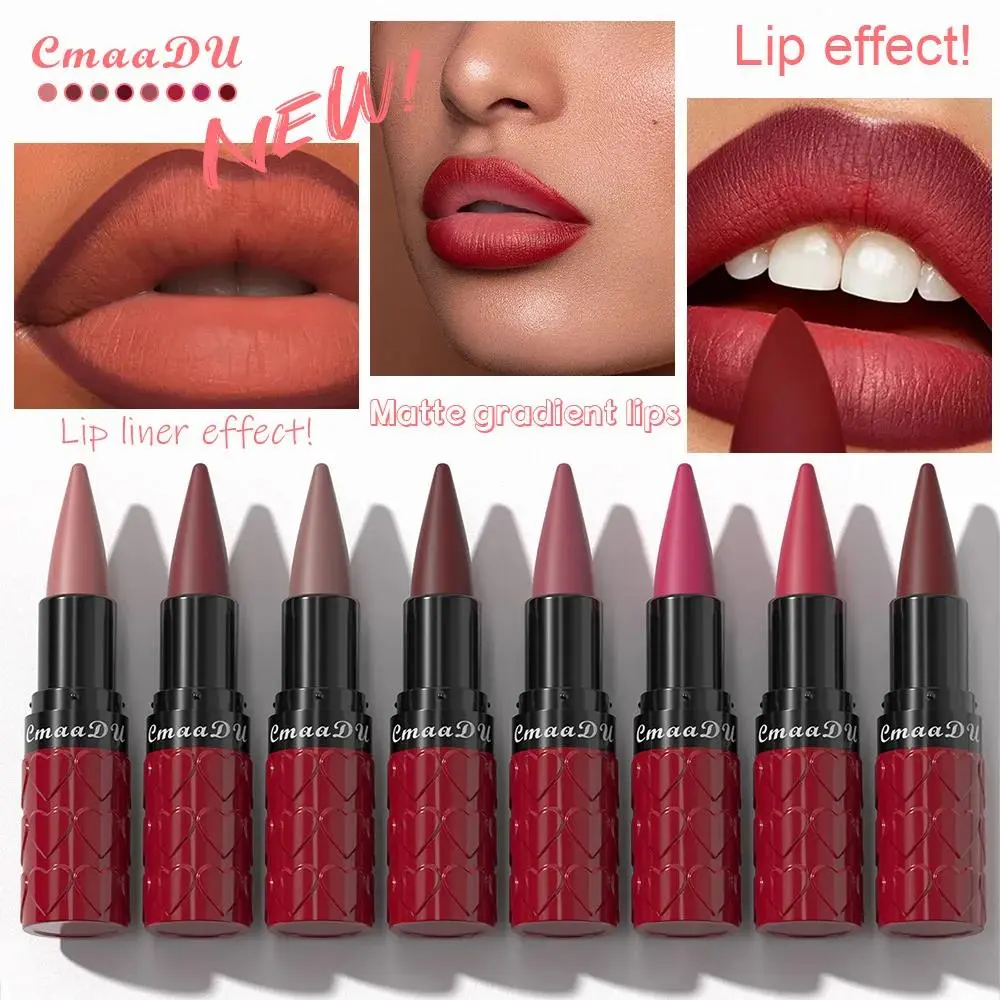Velvet Matte Lipstick Pencil Waterproof Long Lasting Nude Red Brown Lip Gloss Non Sticky Lip Liner Makeup