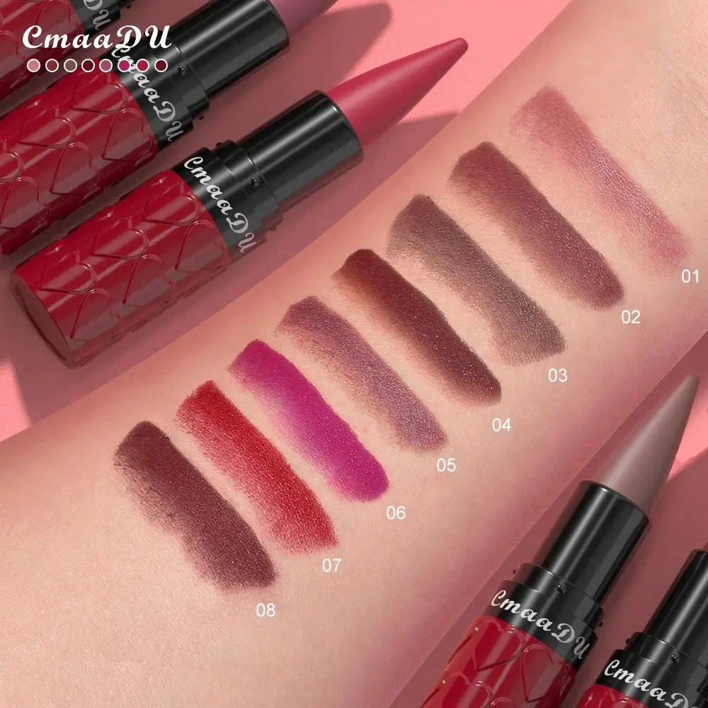 Velvet Matte Lipstick Pencil Waterproof Long Lasting Nude Red Brown Lip Gloss Non Sticky Lip Liner Makeup
