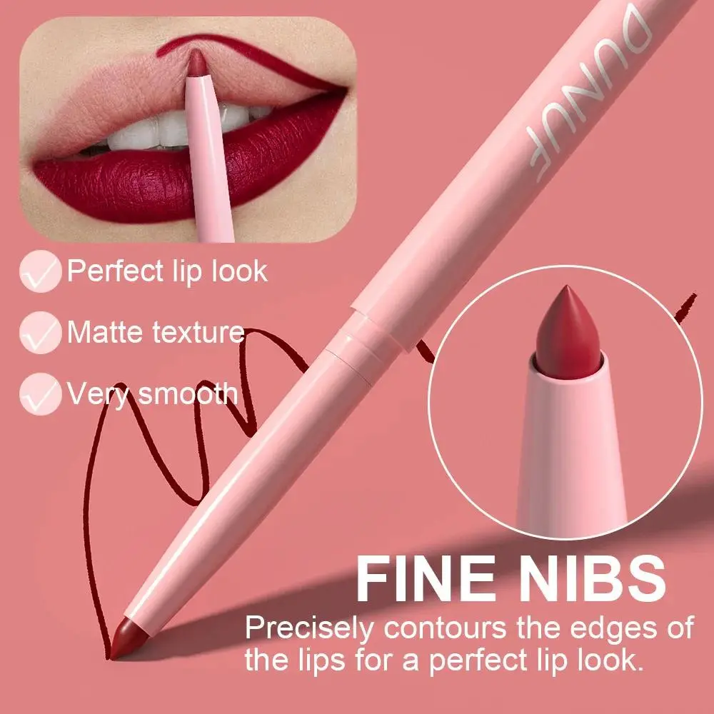 6pcs Matte Lip Liner Set Nude Brown Rose Red Waterproof Long Lasting Rotatable Lip Pencil Smooth Pigmented Kit