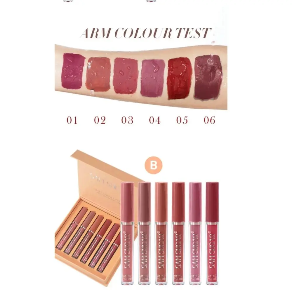 Velvet Matte Lipstick Set 6pcs Long Lasting Lip Gloss Waterproof Non Transfer Lip Tint Silky Smooth 24hrs Wear Gift Box