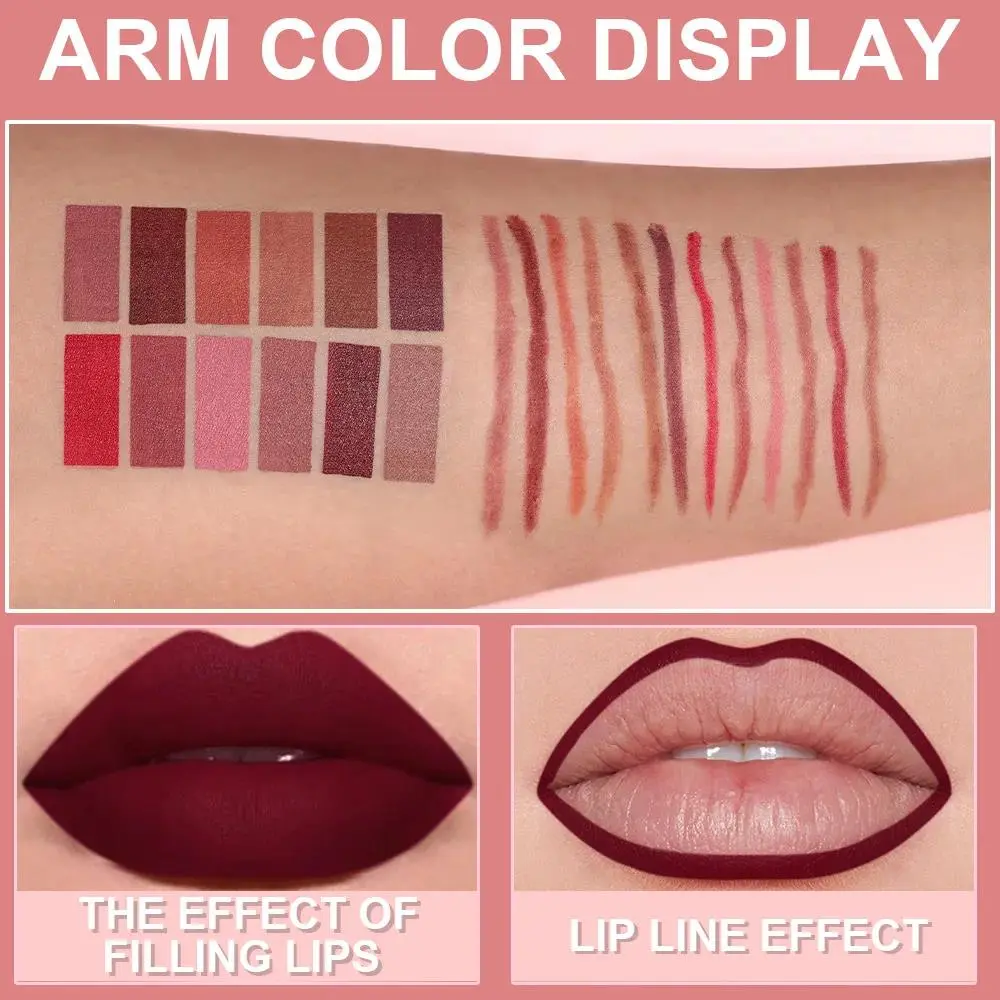 6pcs Matte Lip Liner Set Nude Brown Rose Red Waterproof Long Lasting Rotatable Lip Pencil Smooth Pigmented Kit