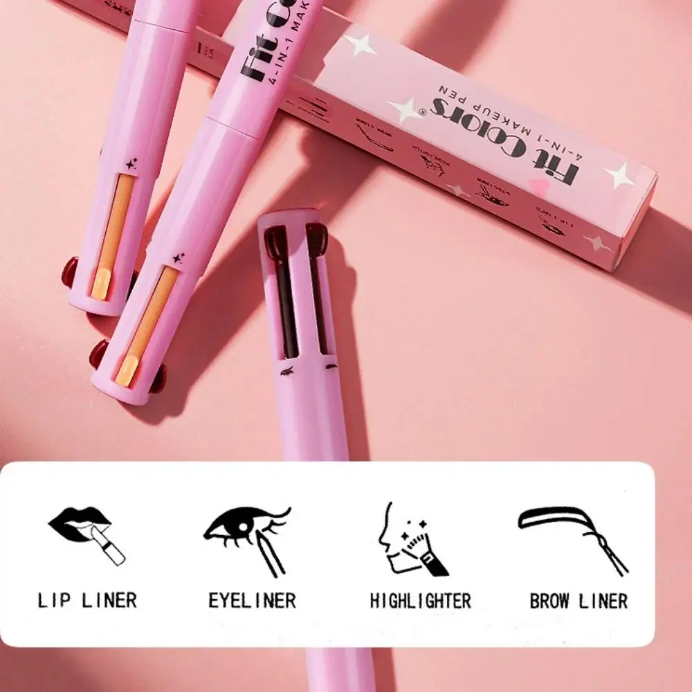 4 In 1 Multifunction Makeup Pen Eyeliner Lip Liner Eyebrow Pencil Highlighter Eyeshadow All In One Beauty Tool