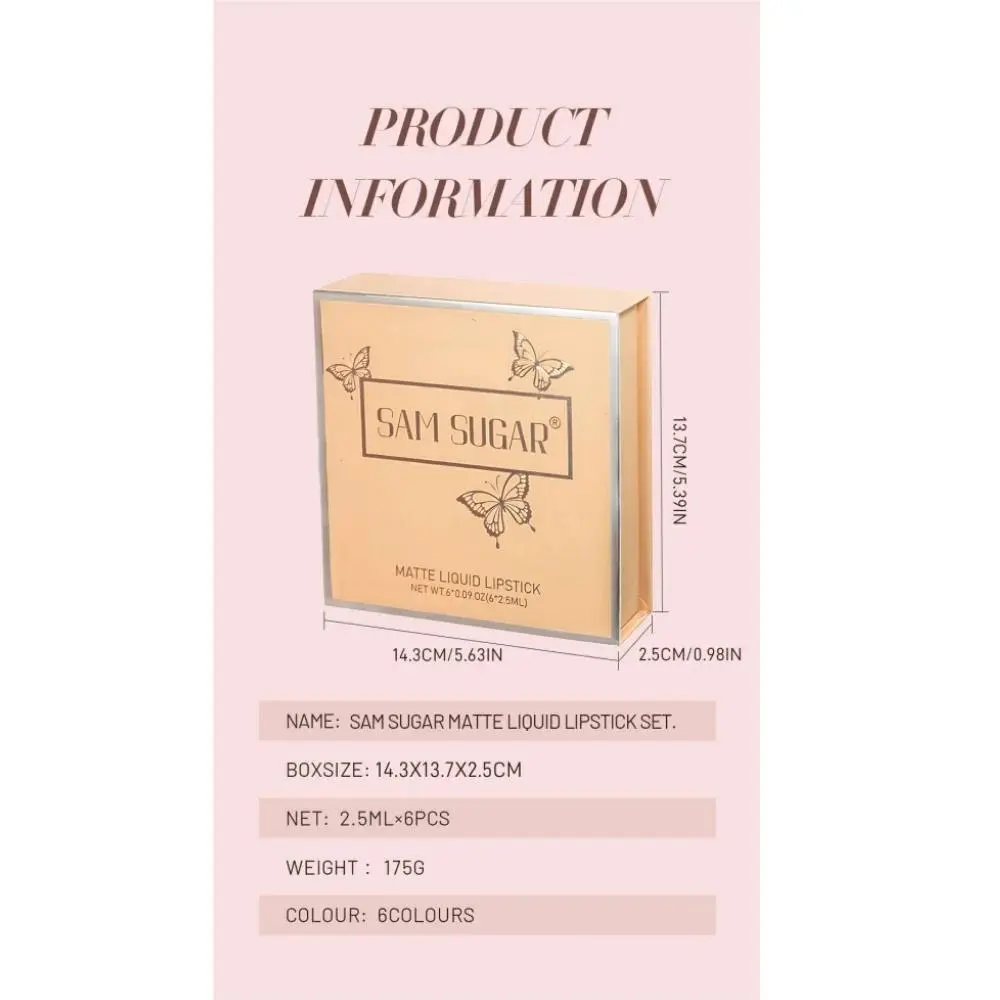 Velvet Matte Lipstick Set 6pcs Long Lasting Lip Gloss Waterproof Non Transfer Lip Tint Silky Smooth 24hrs Wear Gift Box