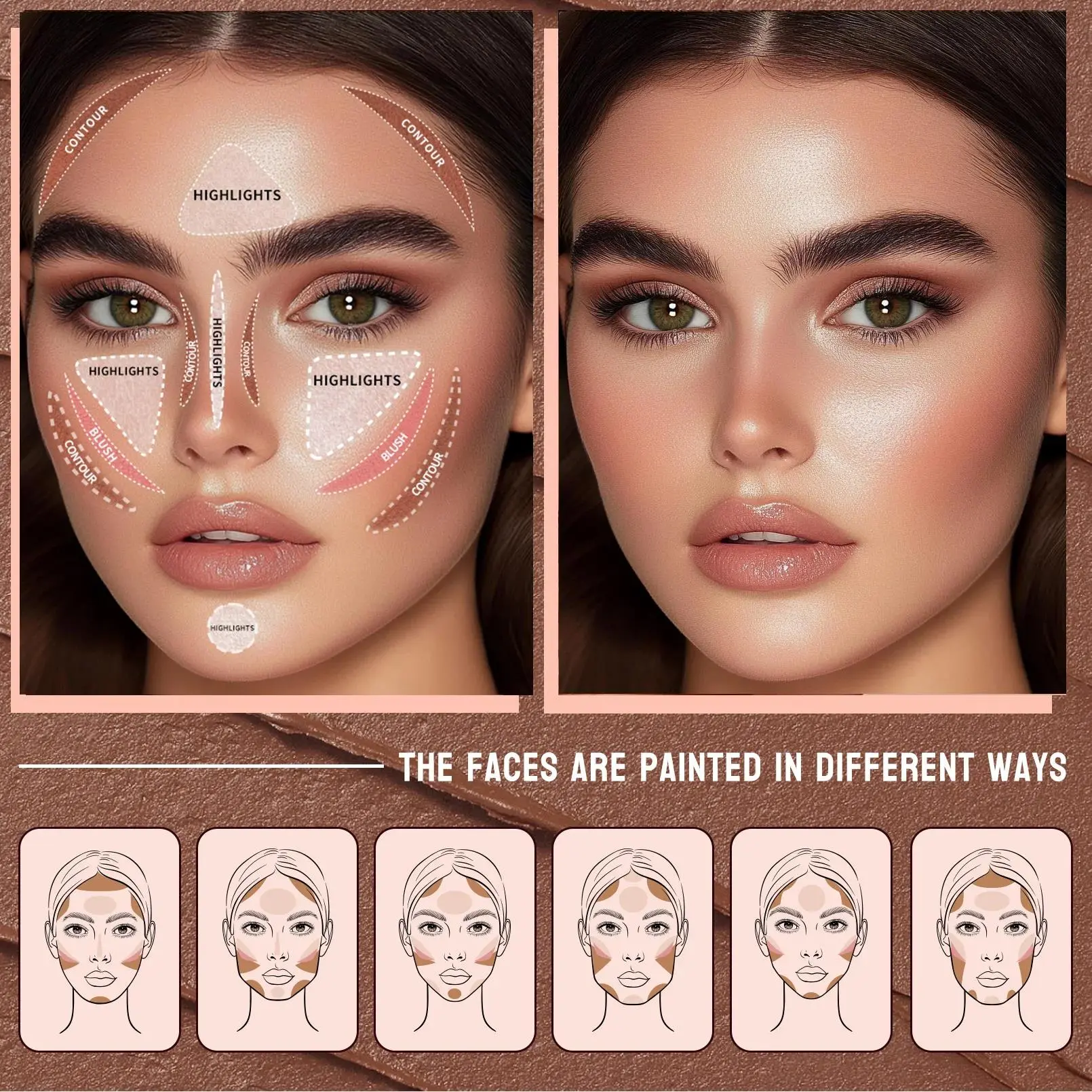 3Pcs Concealer Stick Set Waterproof Oil Control Highlighter Contour Blush Cream Multifunctional Makeup Beauty