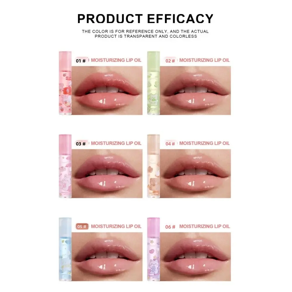 6PCS Hydrating Lip Oil Set Long Lasting Flower Jelly Gloss Non Sticky Lip Care Kit For Women Girls Kids