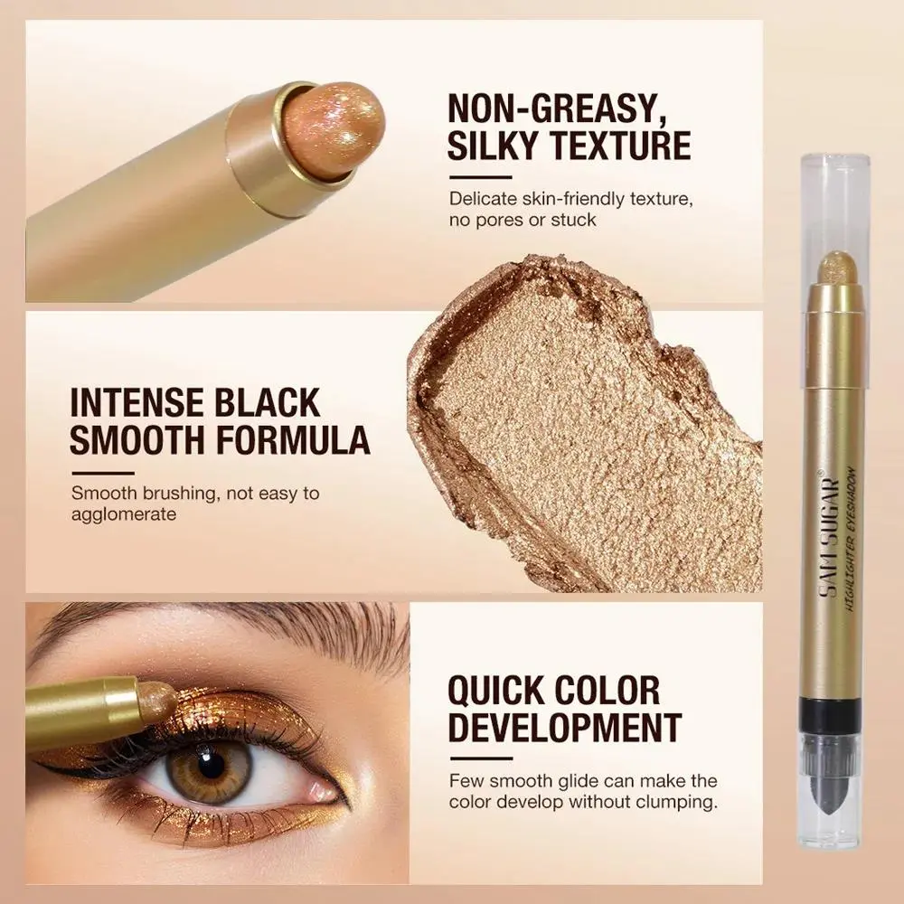 Pearlescent Shimmer Dual Headed Eye Shadow Stick High Gloss Contouring Brightening One Swipe Perfect Application