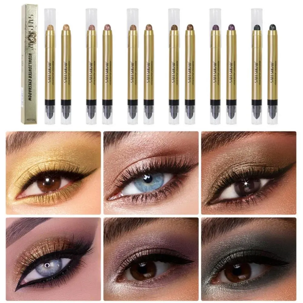 Pearlescent Shimmer Dual Headed Eye Shadow Stick High Gloss Contouring Brightening One Swipe Perfect Application