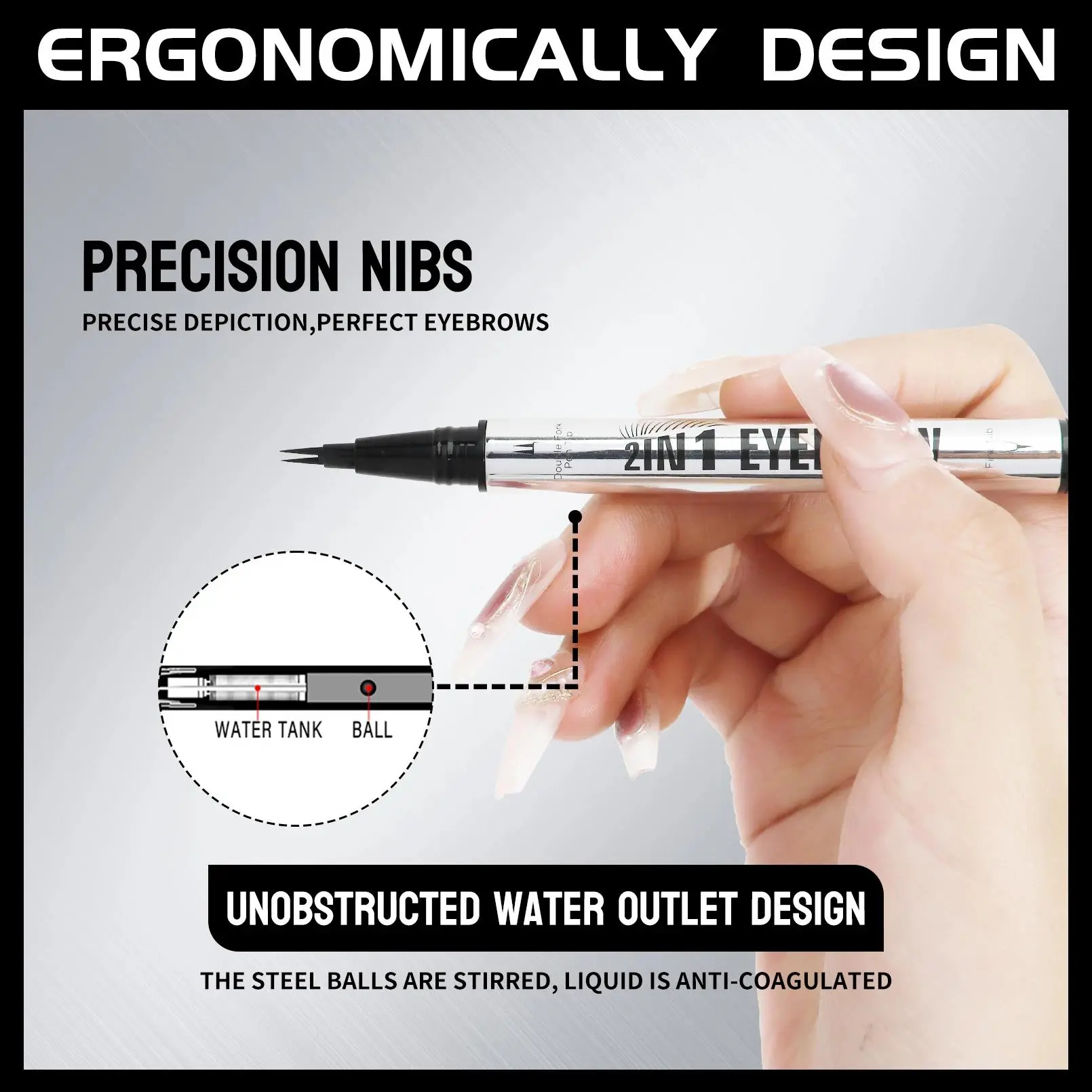 Natural Look Eyebrow Pencil Waterproof Sweat Proof Double Ended 2 in 1 Long Lasting Brow Definition Fill Shape
