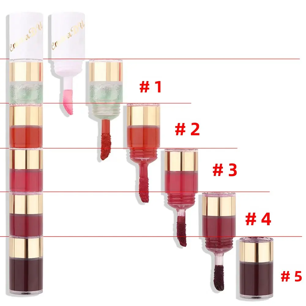 Matte Velvet Lipstick Kit 5 Colors Sexy Red Lip Tint Non Stick Lip Gloss Moisturizing Lip Oil Combo Vibrant Long Lasting