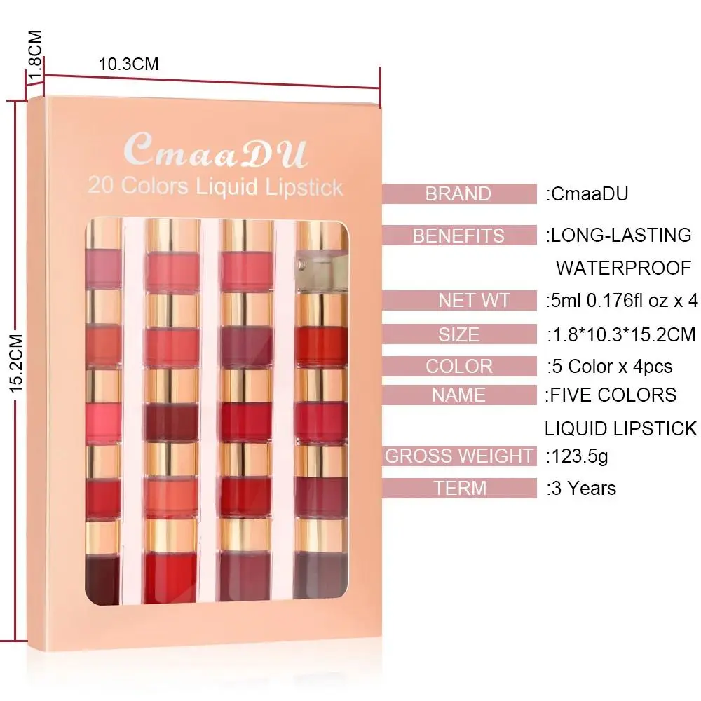 Matte Velvet Lipstick Kit 5 Colors Sexy Red Lip Tint Non Stick Lip Gloss Moisturizing Lip Oil Combo Vibrant Long Lasting